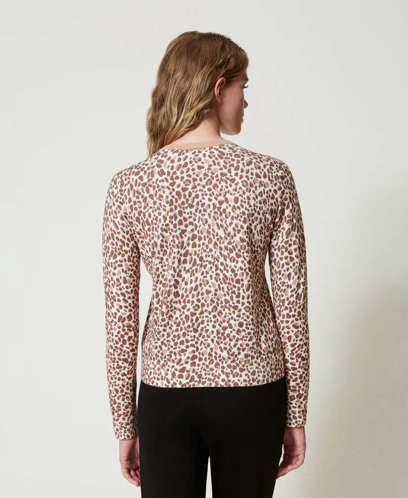 Cardigan in maglia con stampa e pizzo