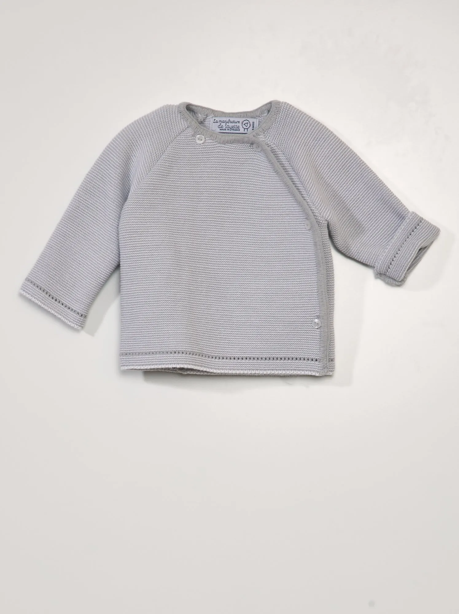 Cardigan lavorato a maglia 'La Manufacture de Layette' - Made in France - grigio a righe