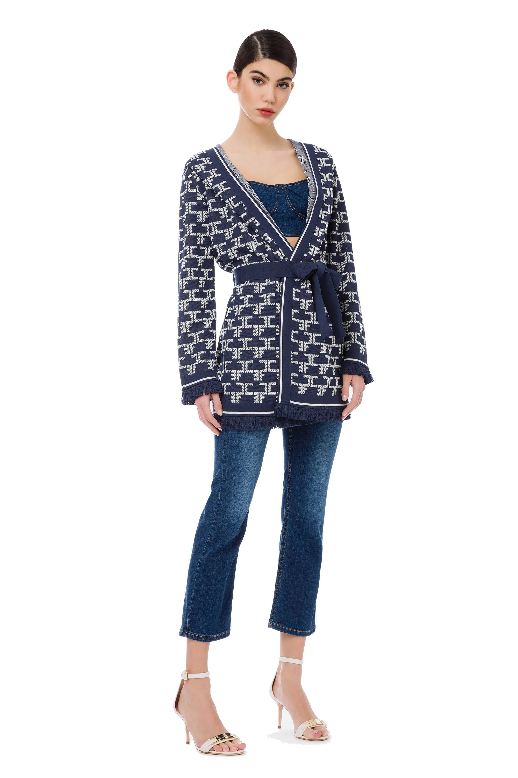 Cardigan lettering monogram con fusciacca