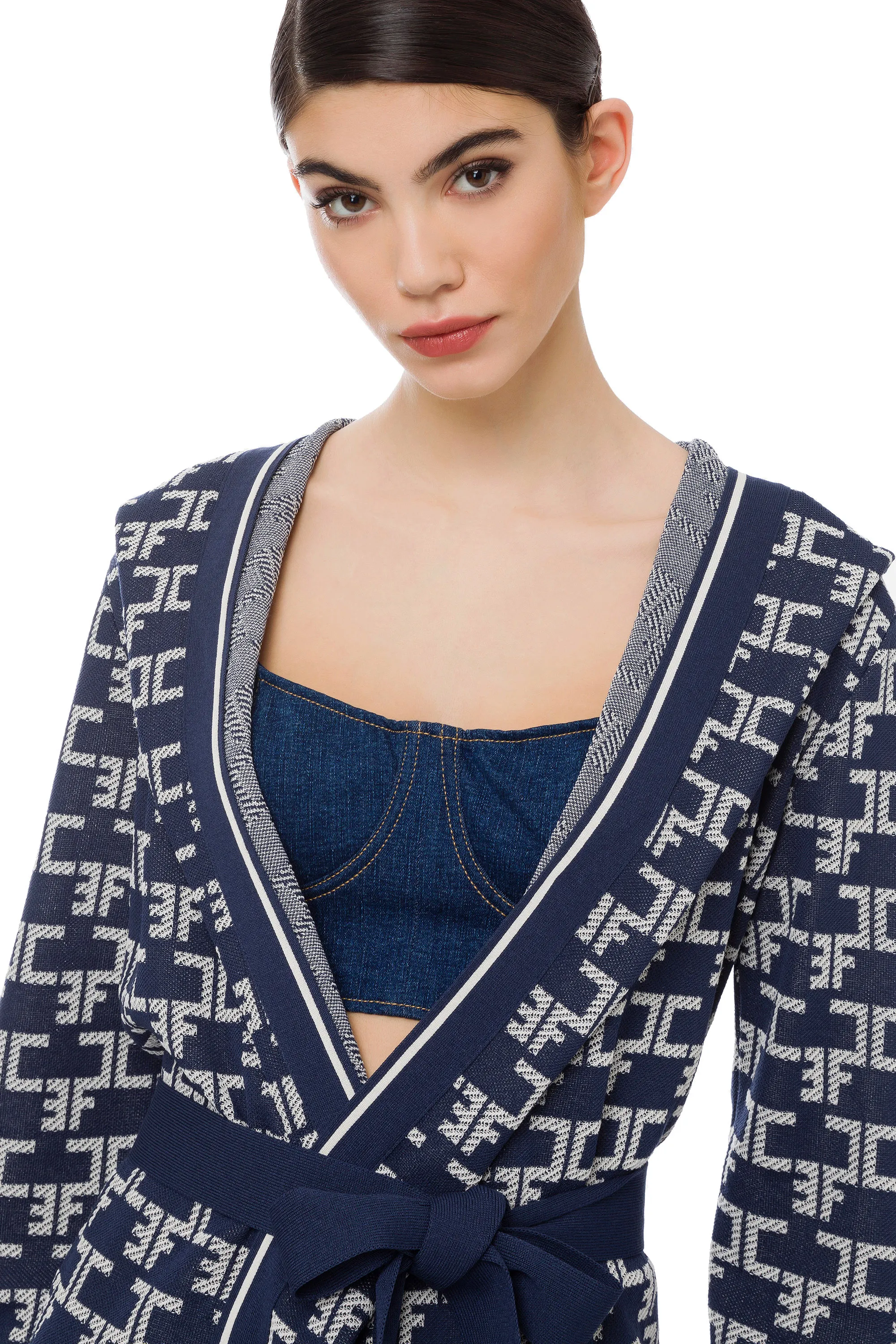 Cardigan lettering monogram con fusciacca