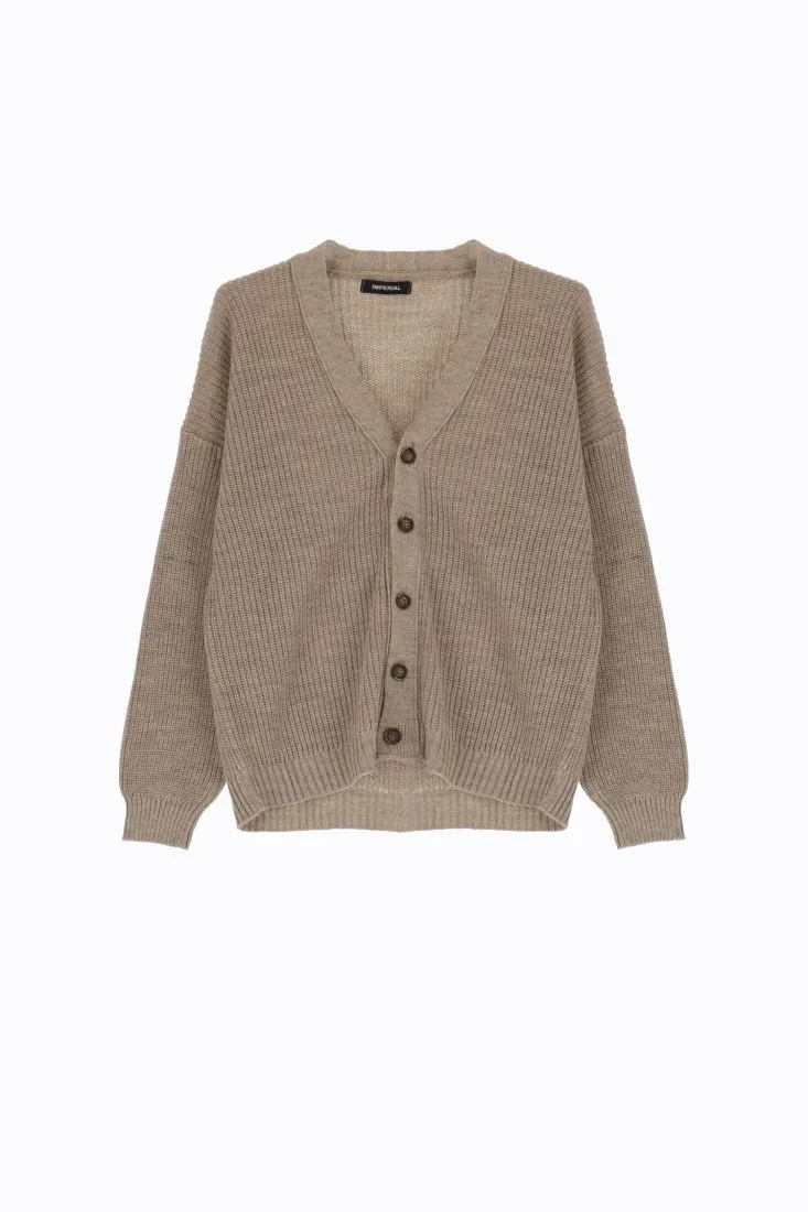 Cardigan oversize monocolour con abbottonatura