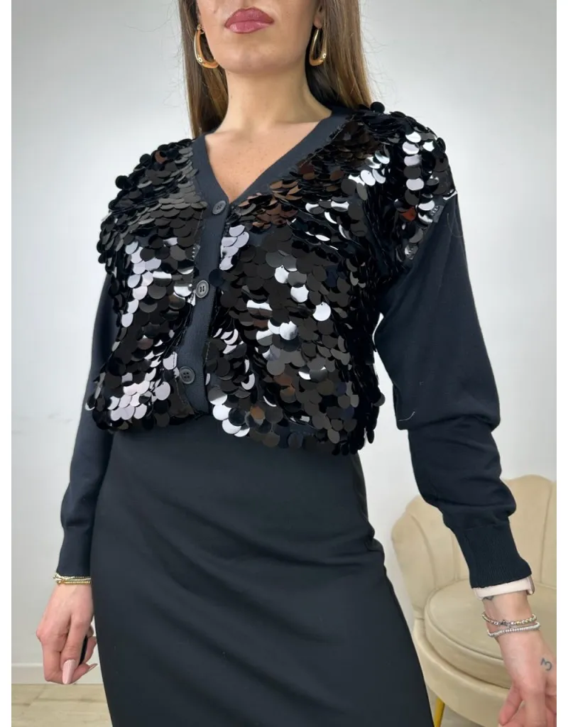 CARDIGAN PAILLETTES NERO