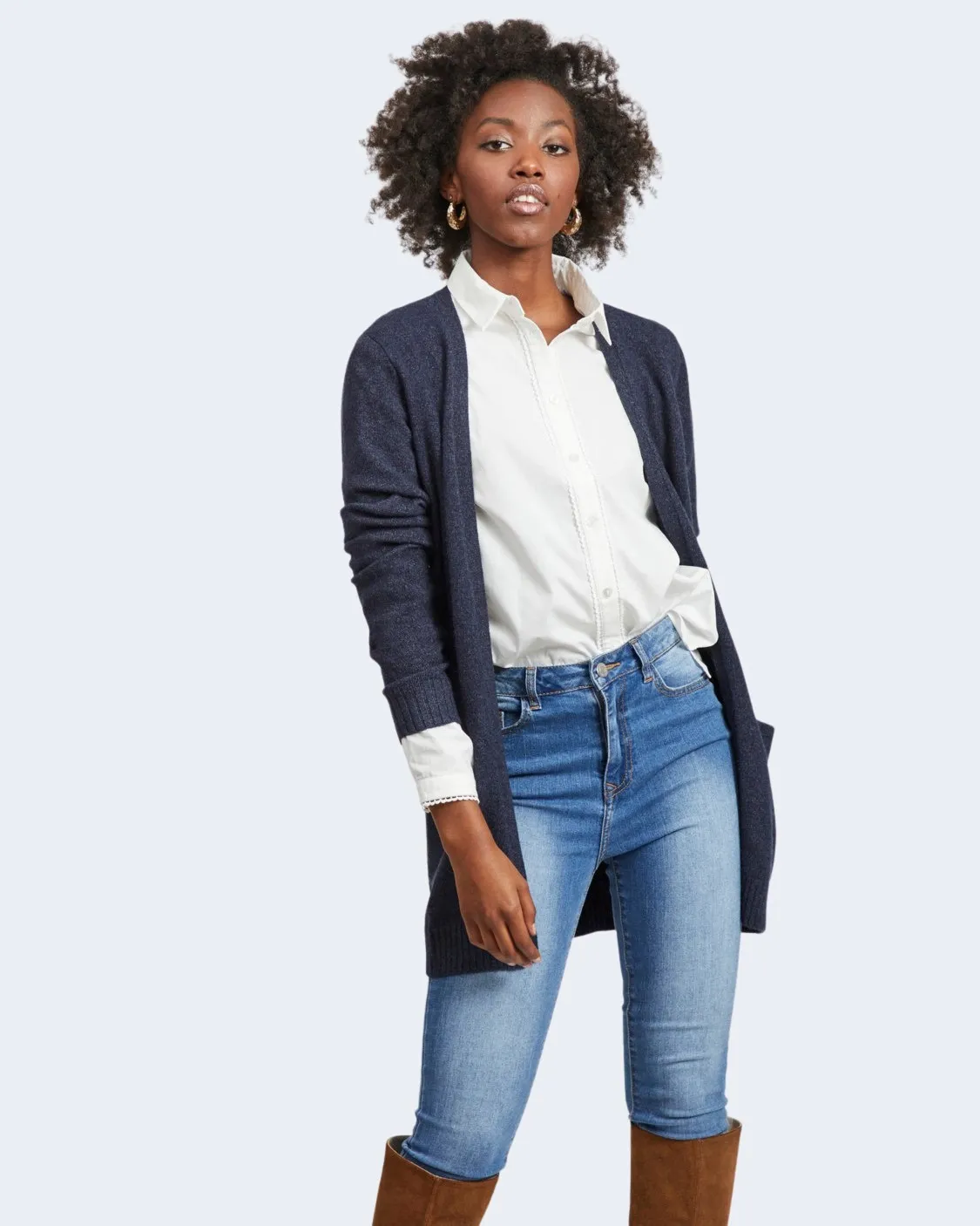 Cardigan Vila Clothes VIRIL OPEN L/S KNIT – NOOS Blue scuro