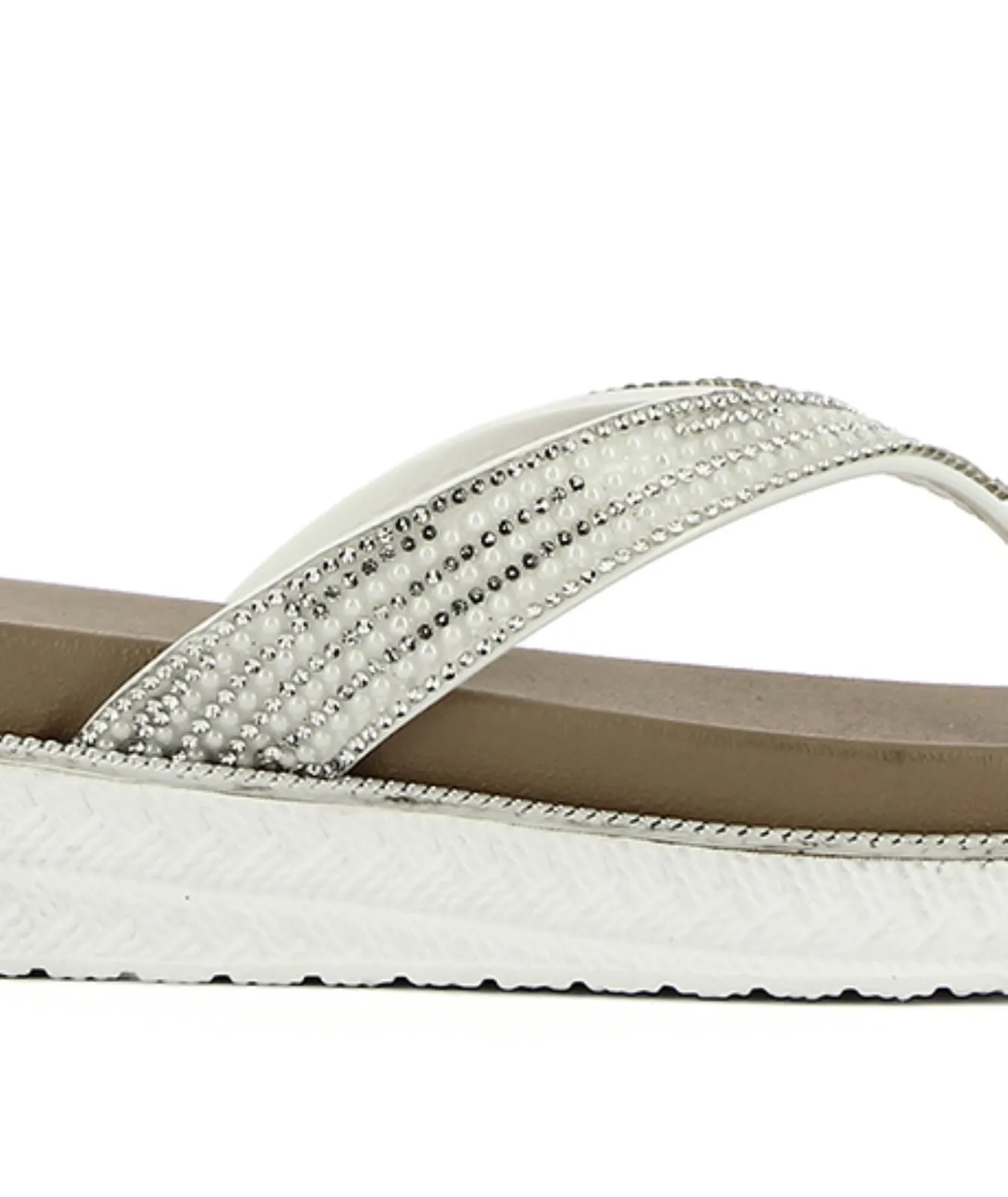 Ciabatte bianche da mare in gomma modello infradito con strass