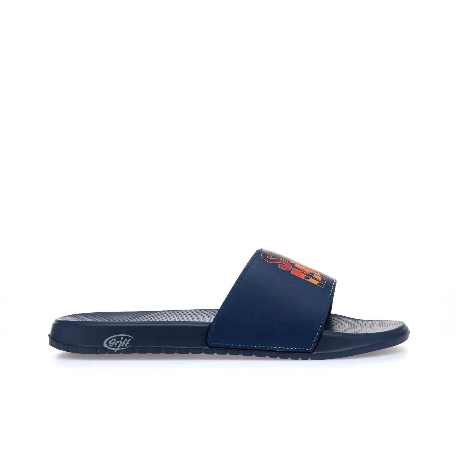 Ciabatte blu in gomma da mare con scritta