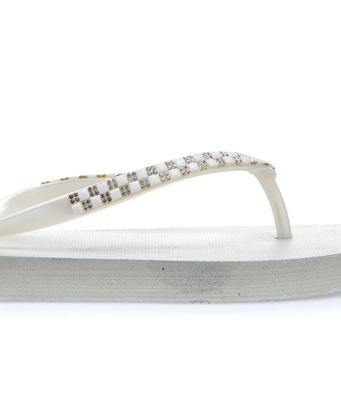 Ciabatte infradito bianche da mare in gomma con strass