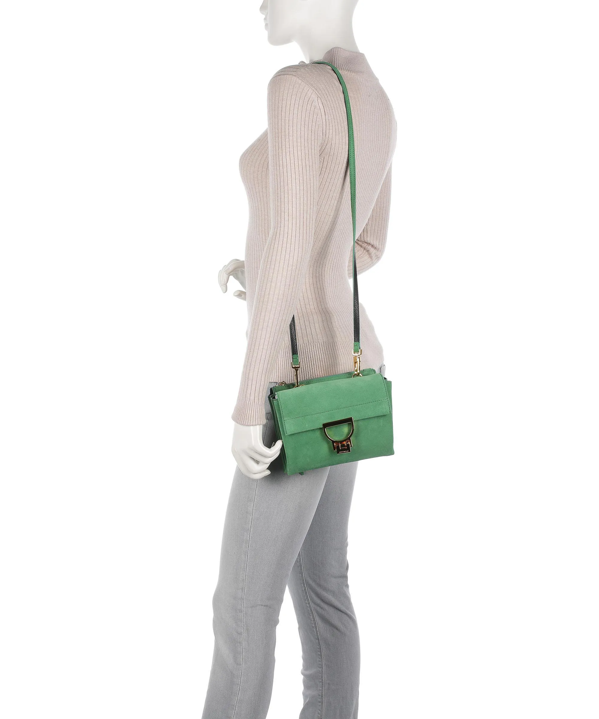  Coccinelle Arlettis Suede Borsa a tracolla pelle ruvida verde  