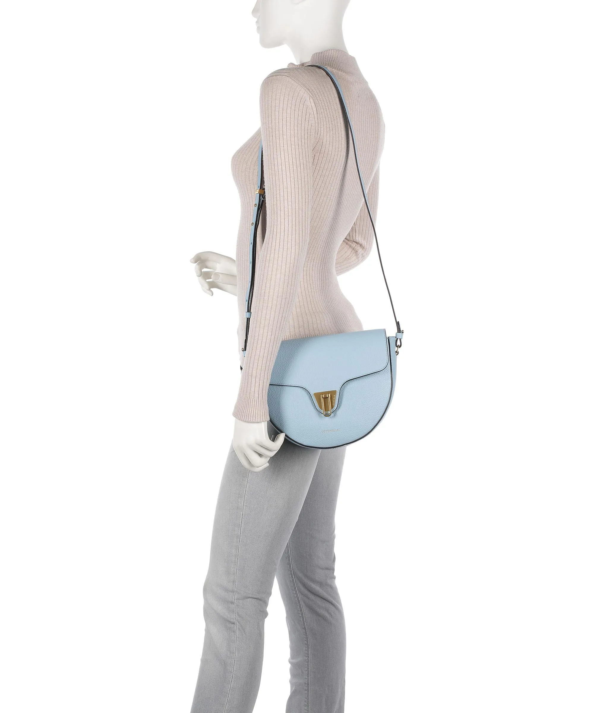  Coccinelle Beat Soft Borsa a tracolla pelle granulata acqua  