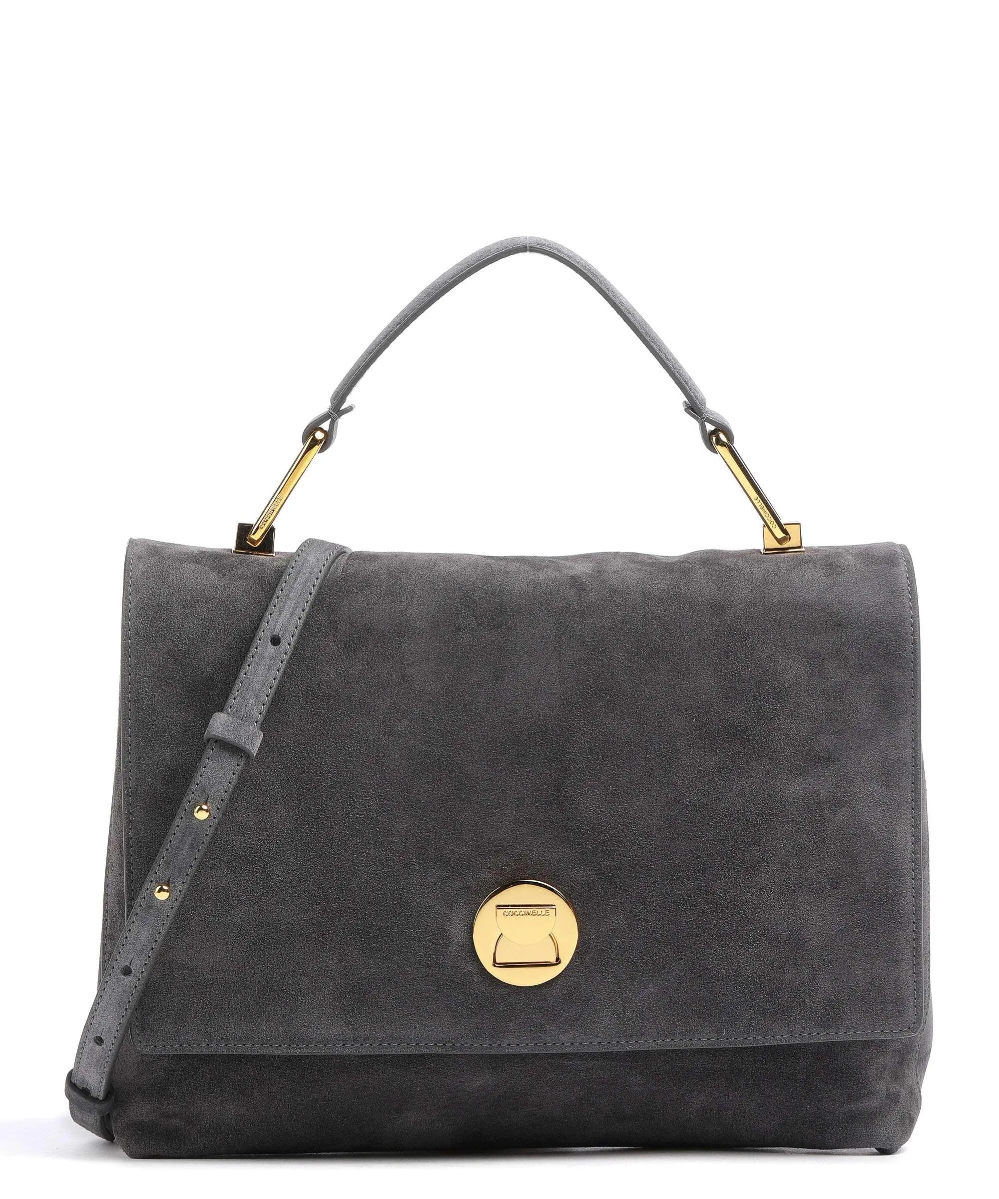  Coccinelle Liya Suede Borsa a mano pelle ruvida grigio scuro  