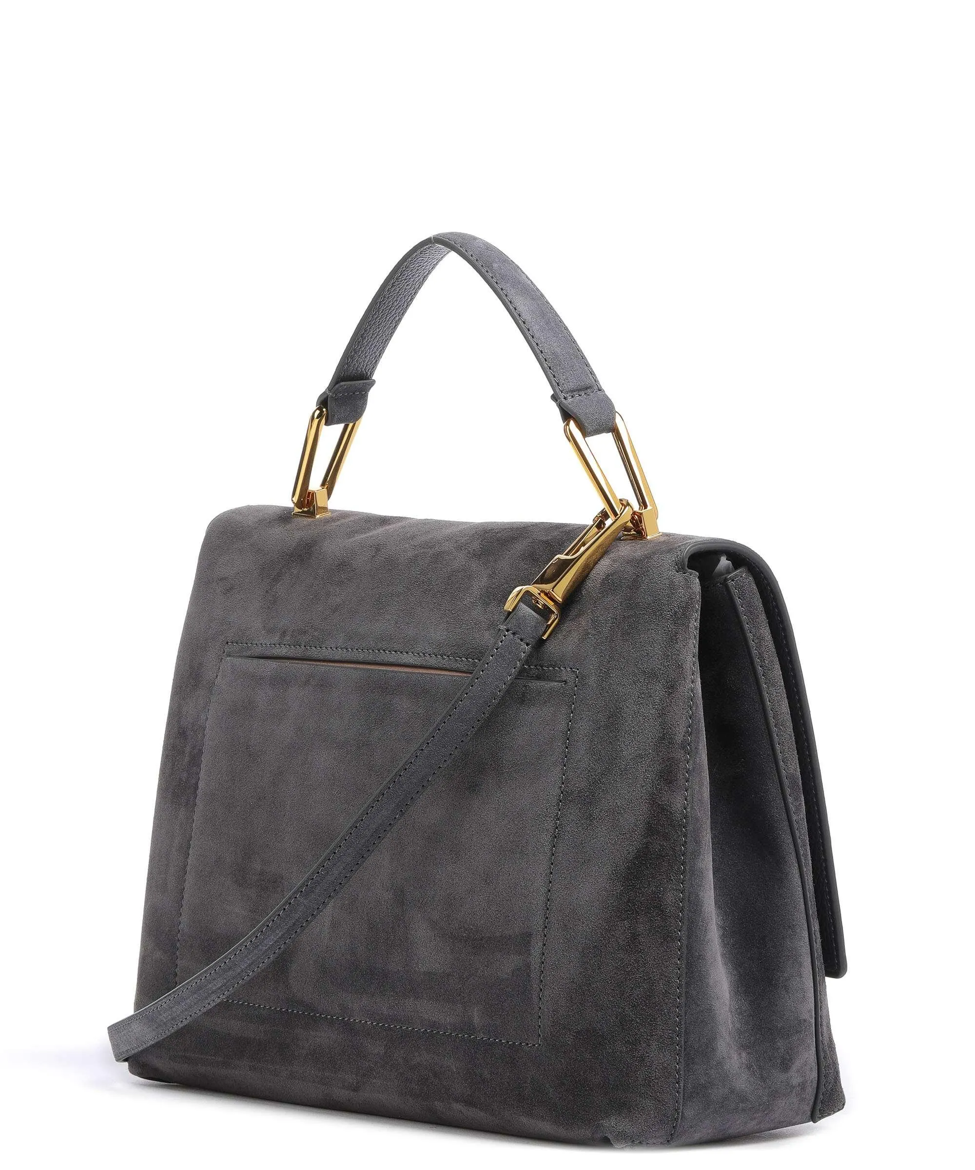  Coccinelle Liya Suede Borsa a mano pelle ruvida grigio scuro  