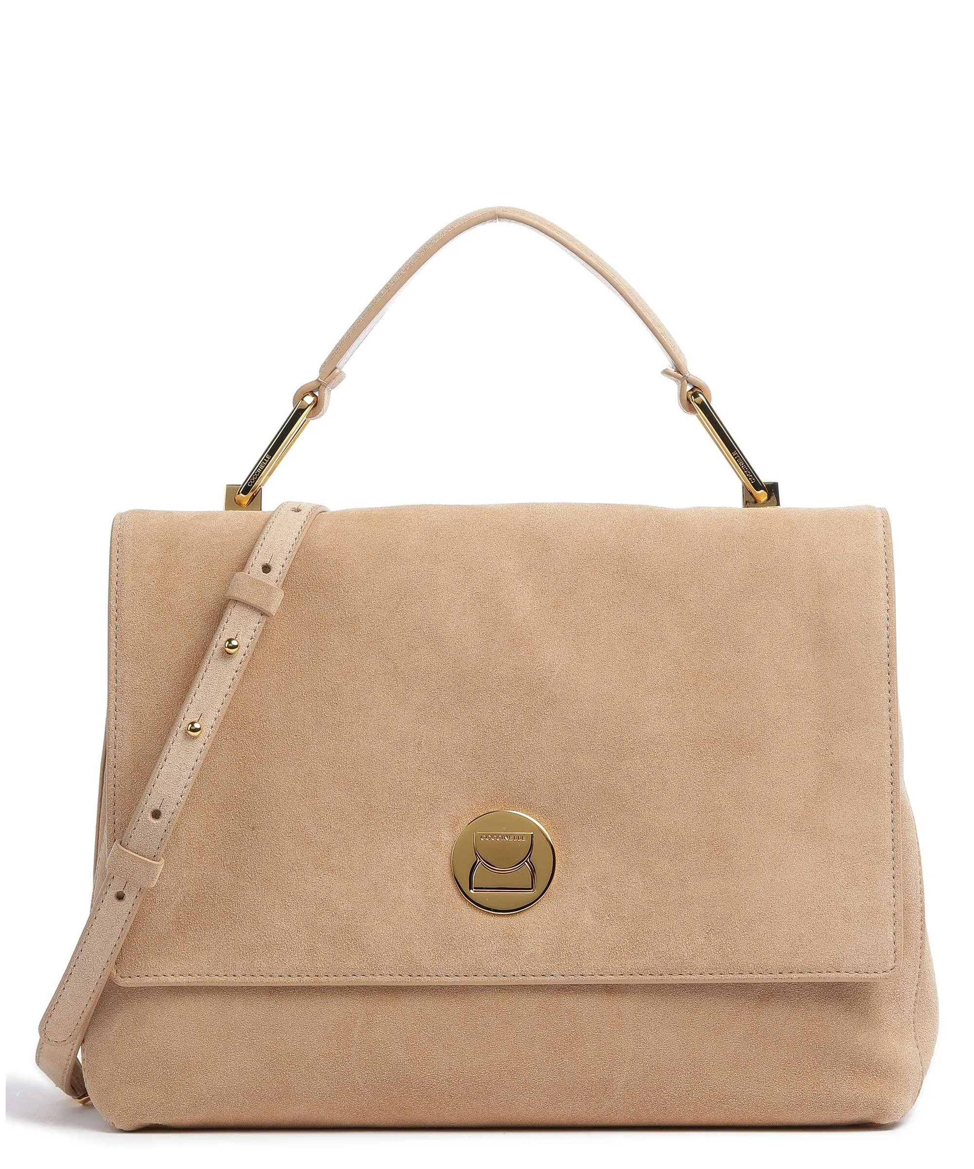  Coccinelle Liya Suede Borsa a mano pelle ruvida natura  