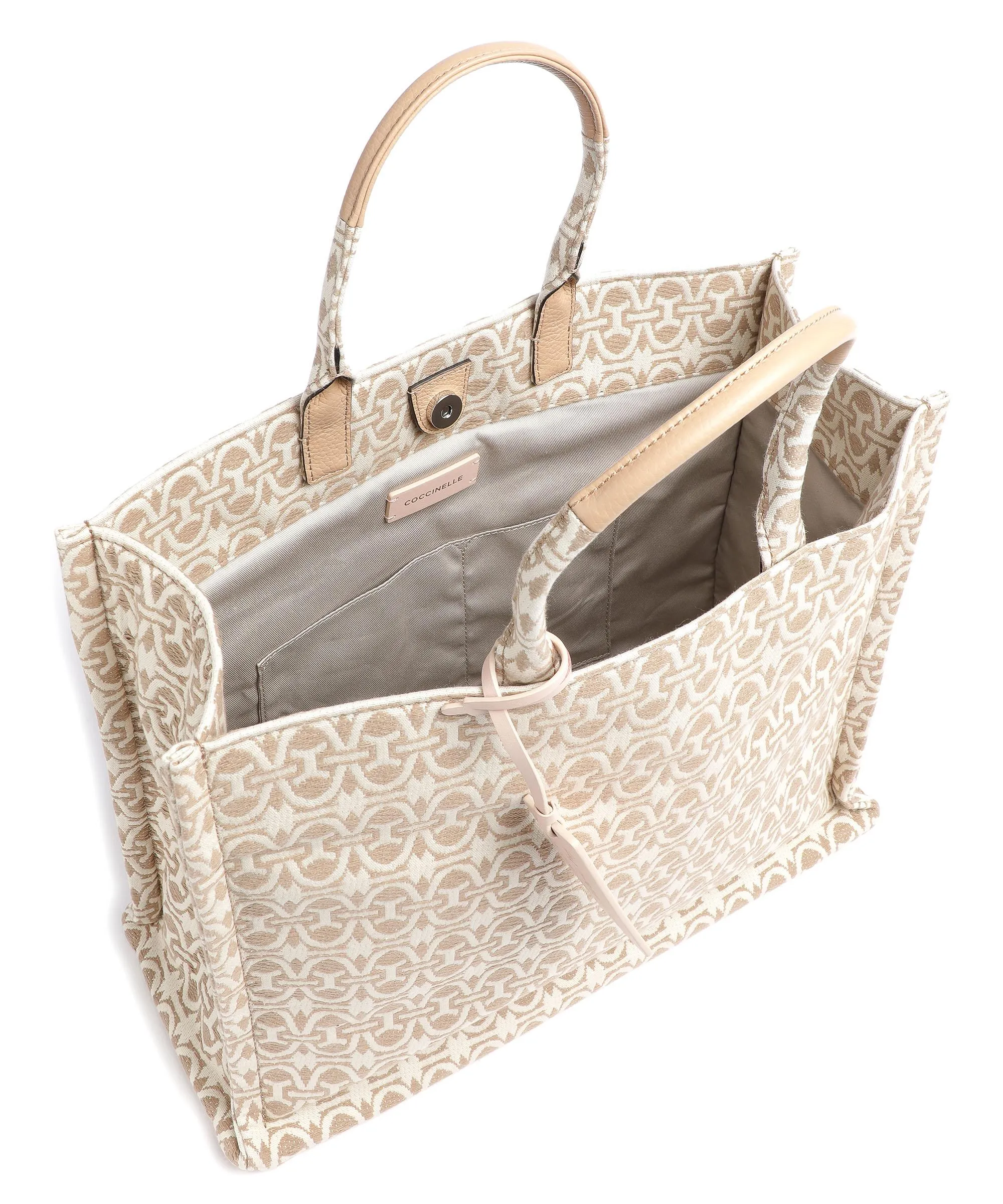  Coccinelle Never Without Bag Monogram Borsa a mano cotone natura  