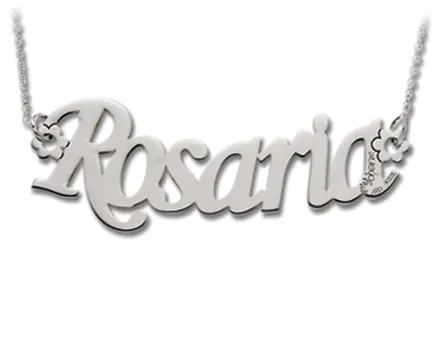 Collana con nome grande personalizzabile My Charm in argento 925 giallo, rosa o bianco