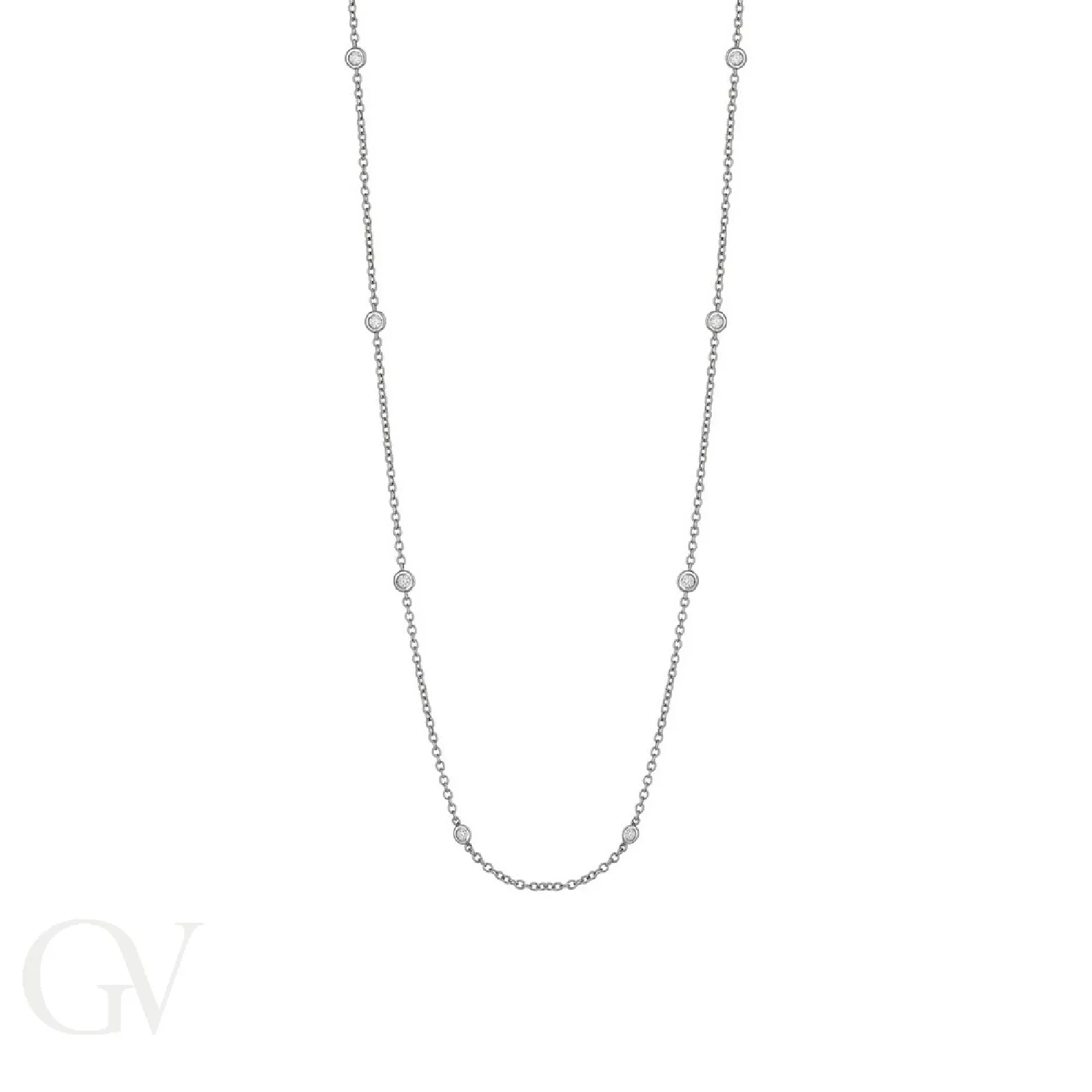 Collana in oro bianco 18k cm 45 con diamanti, ct 0,03.