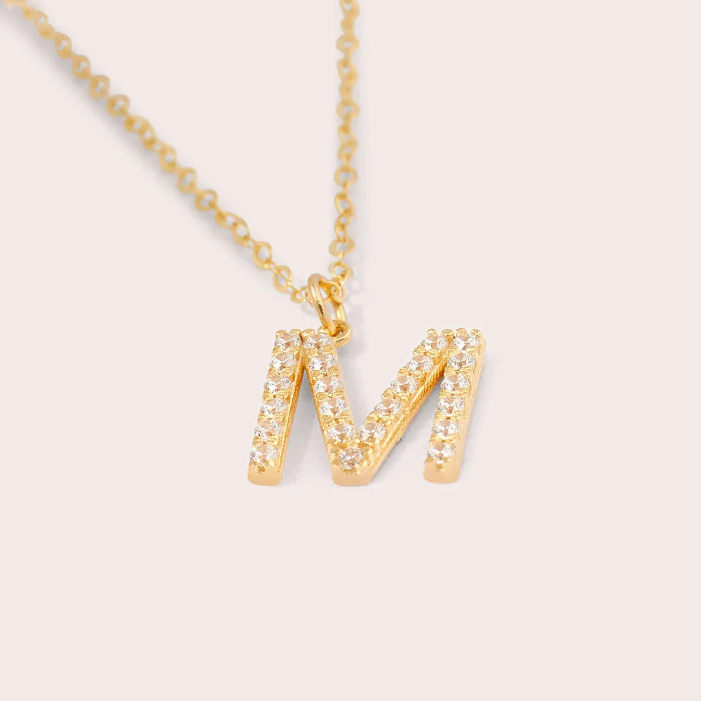 Collana Lettera M Claire Oro Giallo 375/1000 Maglia Rolo Cubic Zirconia Bianco 40 + 2 cm 1419311
