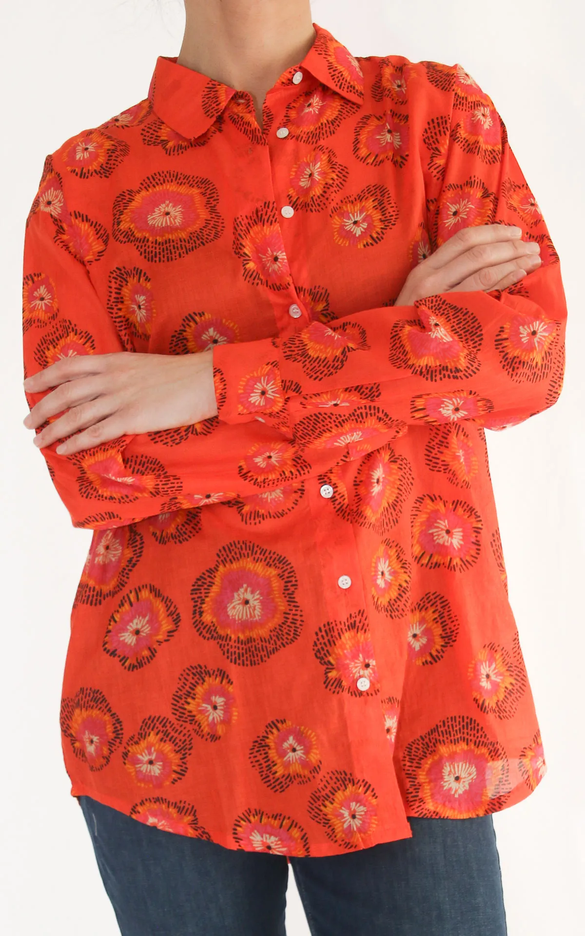 Compania fantastica – Camicia cotone fantasia – Arancio