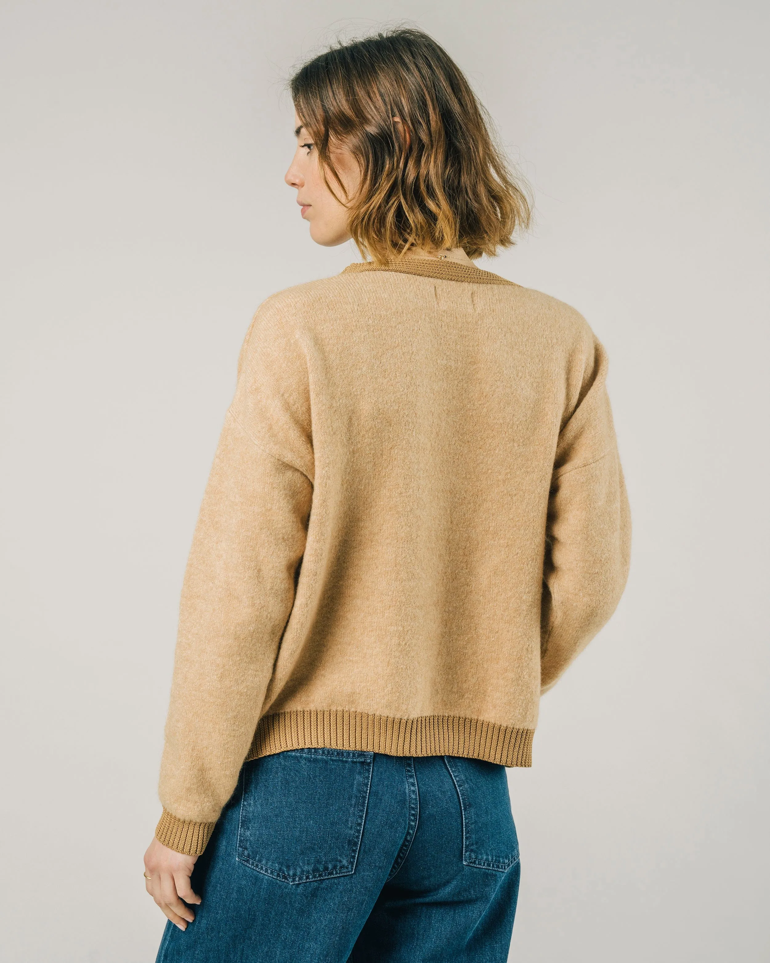 CONTRAST CARDIGAN - BEIGE