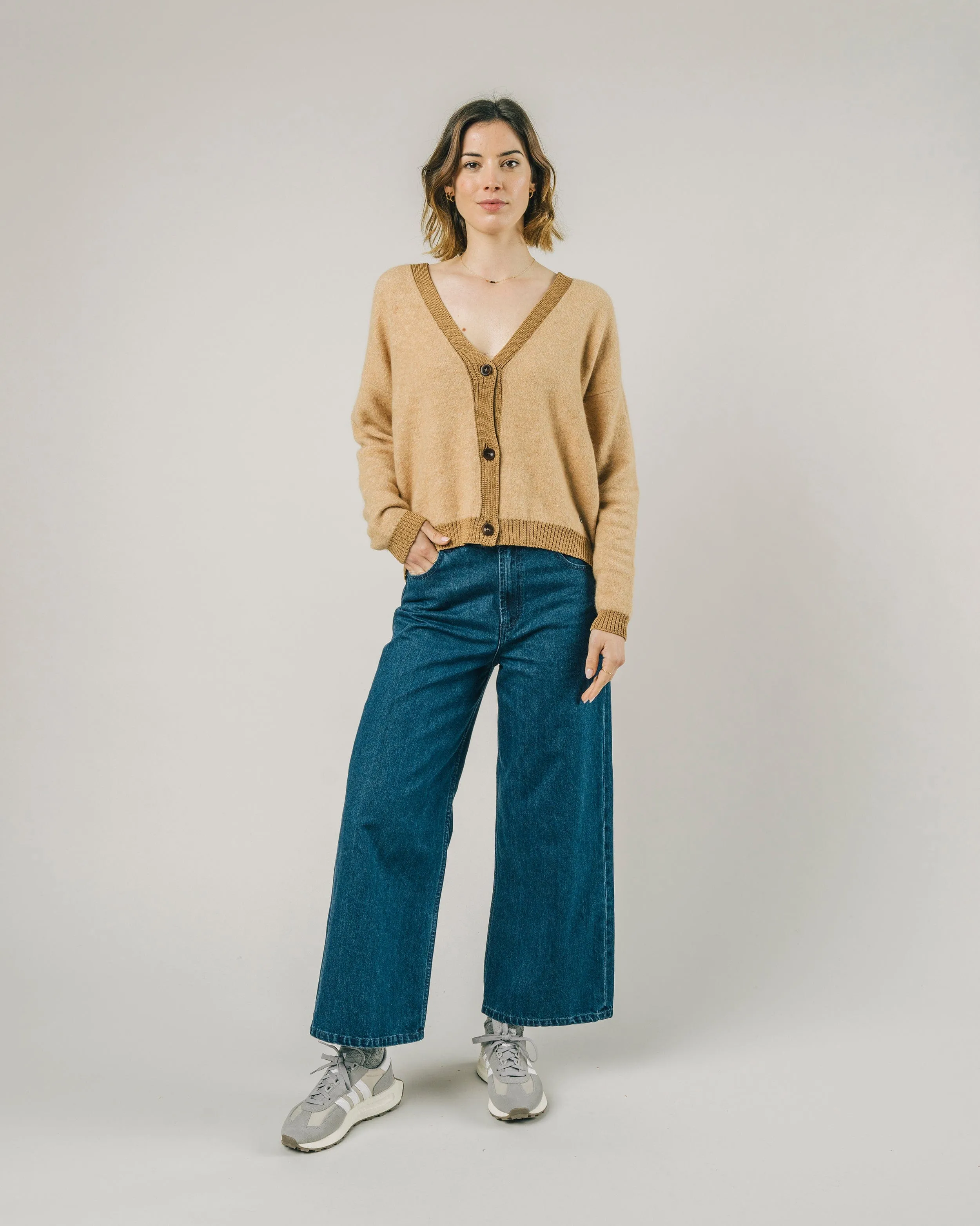 CONTRAST CARDIGAN - BEIGE