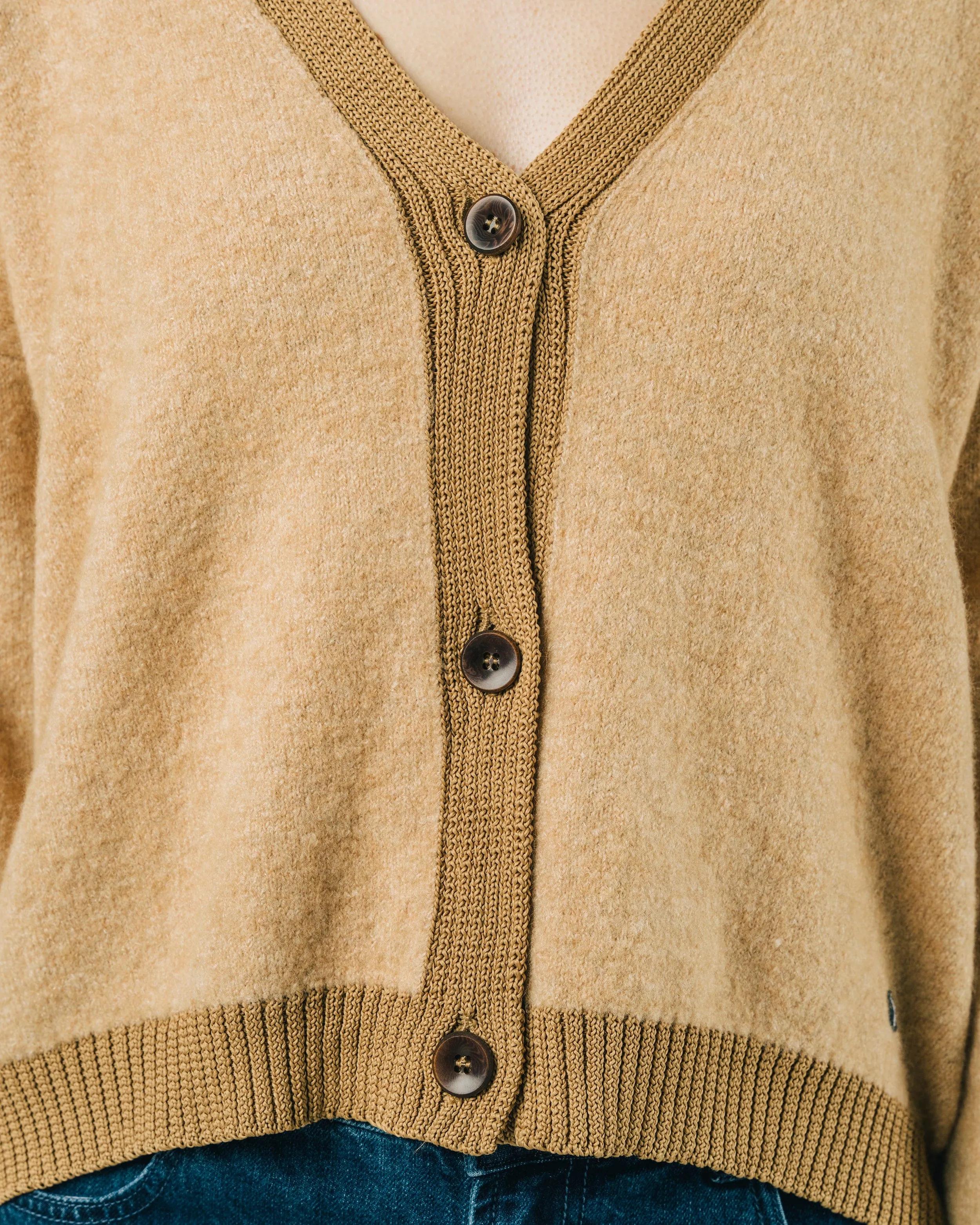 CONTRAST CARDIGAN - BEIGE