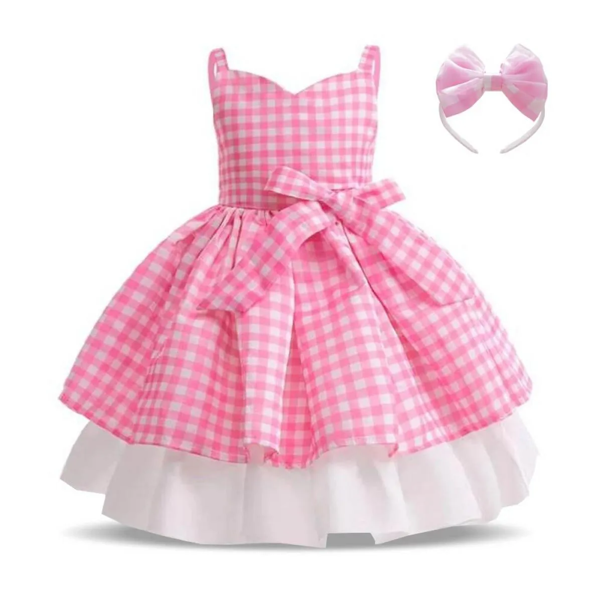 Costume da film per bambini Ragazze Cosplay Abito scozzese rosa Halloween Ragazza rosa vestire abiti da festa di carnevale per 3