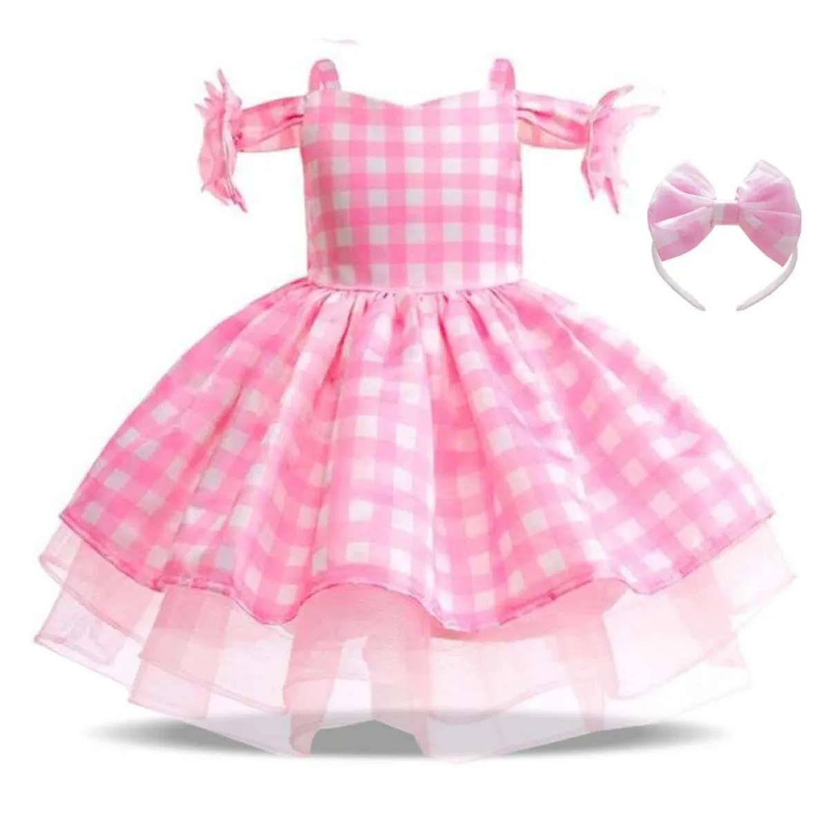 Costume da film per bambini Ragazze Cosplay Abito scozzese rosa Halloween Ragazza rosa vestire abiti da festa di carnevale per 3