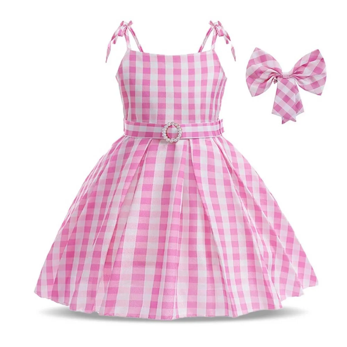 Costume da film per bambini Ragazze Cosplay Abito scozzese rosa Halloween Ragazza rosa vestire abiti da festa di carnevale per 3