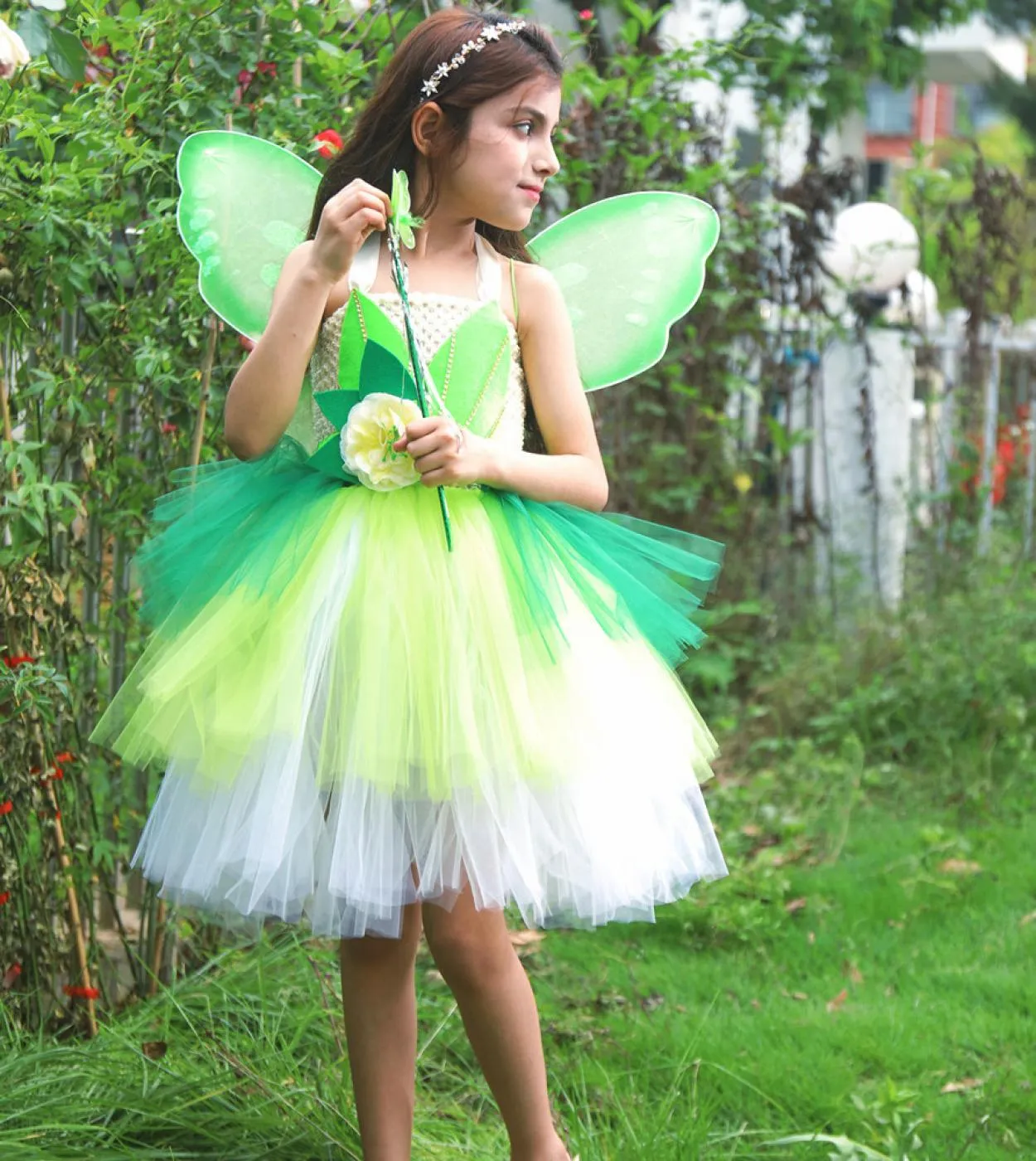 Costume da principessa fata della foresta per ragazze Abito natalizio per Halloween Vestito tutu per bambina Abiti fantasia a st