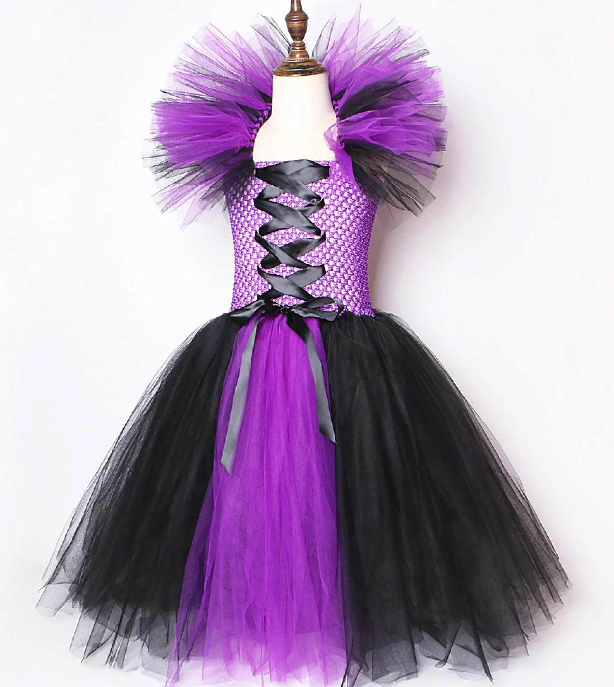 Costume da strega di Halloween per ragazze Abiti da pavimento lunghi per bambini Abito da abito cosplay del diavolo Vestito da f