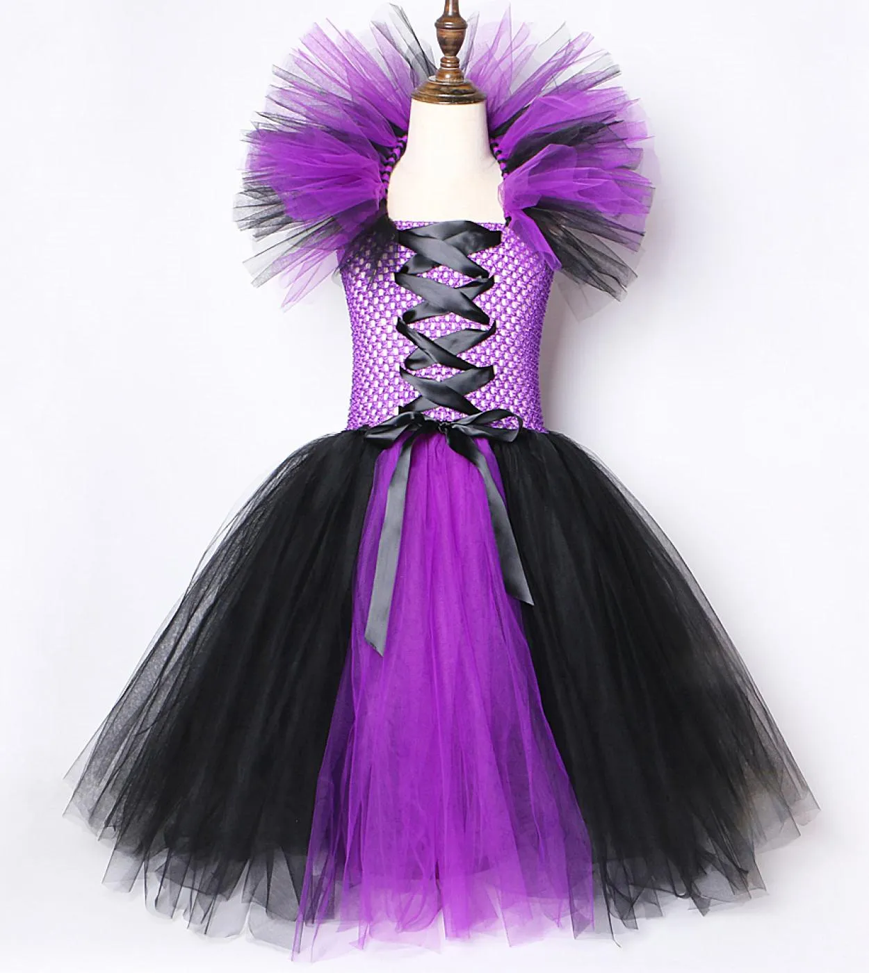Costume da strega di Halloween per ragazze Abiti da pavimento lunghi per bambini Abito da abito cosplay del diavolo Vestito da f