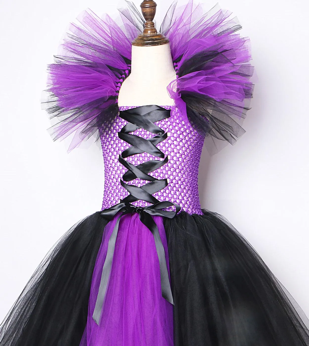 Costume da strega di Halloween per ragazze Abiti da pavimento lunghi per bambini Abito da abito cosplay del diavolo Vestito da f