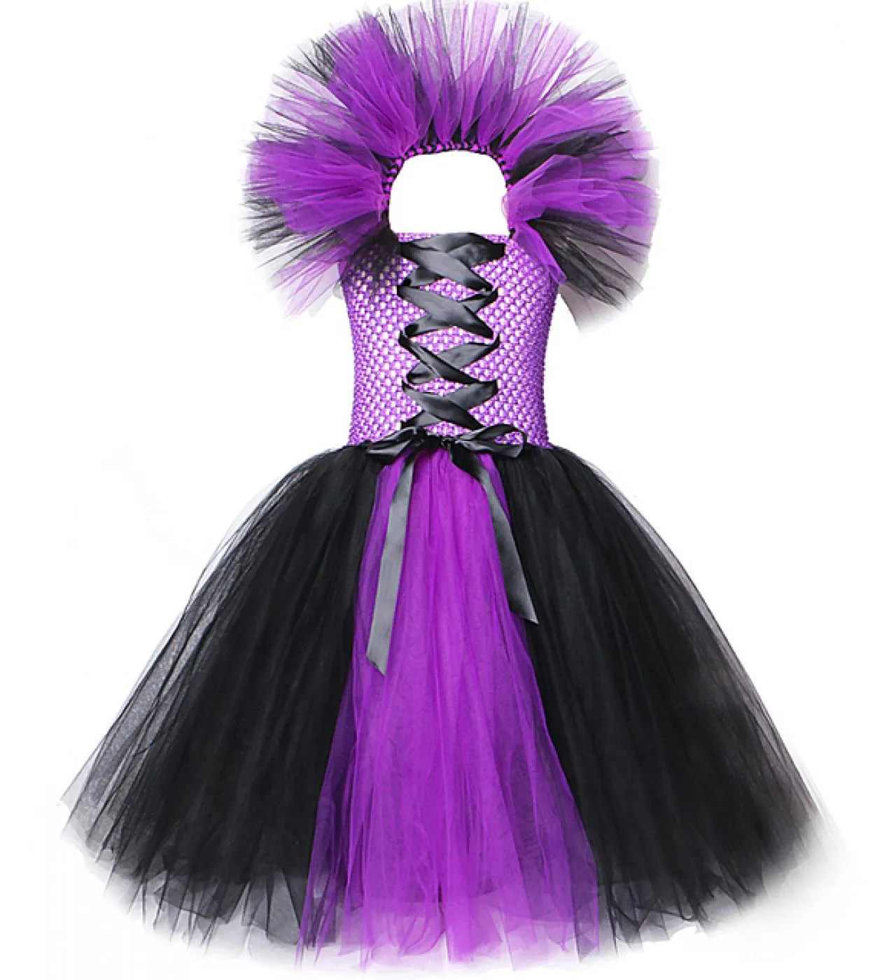 Costume da strega di Halloween per ragazze Abiti da pavimento lunghi per bambini Abito da abito cosplay del diavolo Vestito da f
