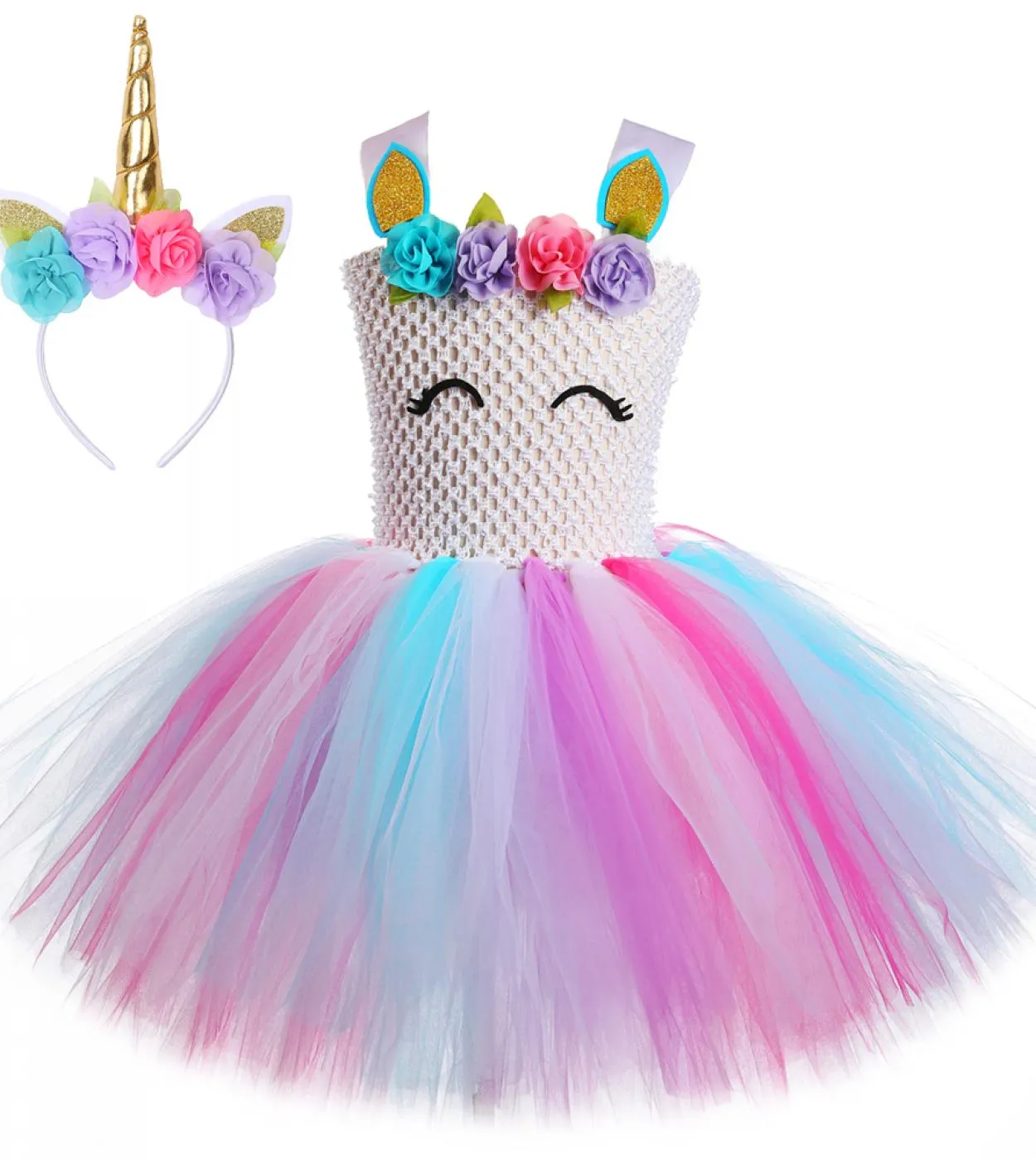 Costume da unicorno fiore per ragazze Halloween vestire vestiti per bambini ragazza principessa compleanno tutu abiti per bambin
