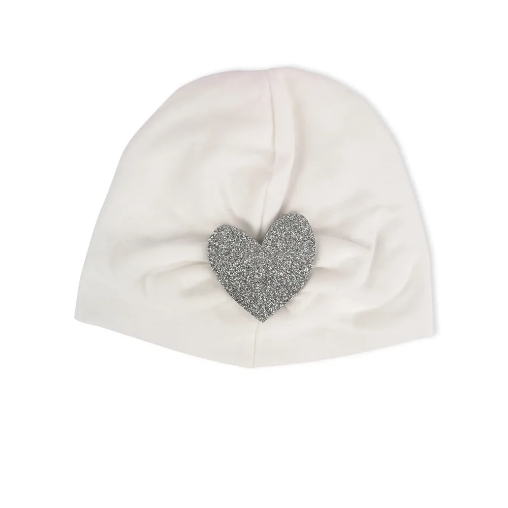 CUFFIA FEMMINA CUORE BIANCO ARGENTO
