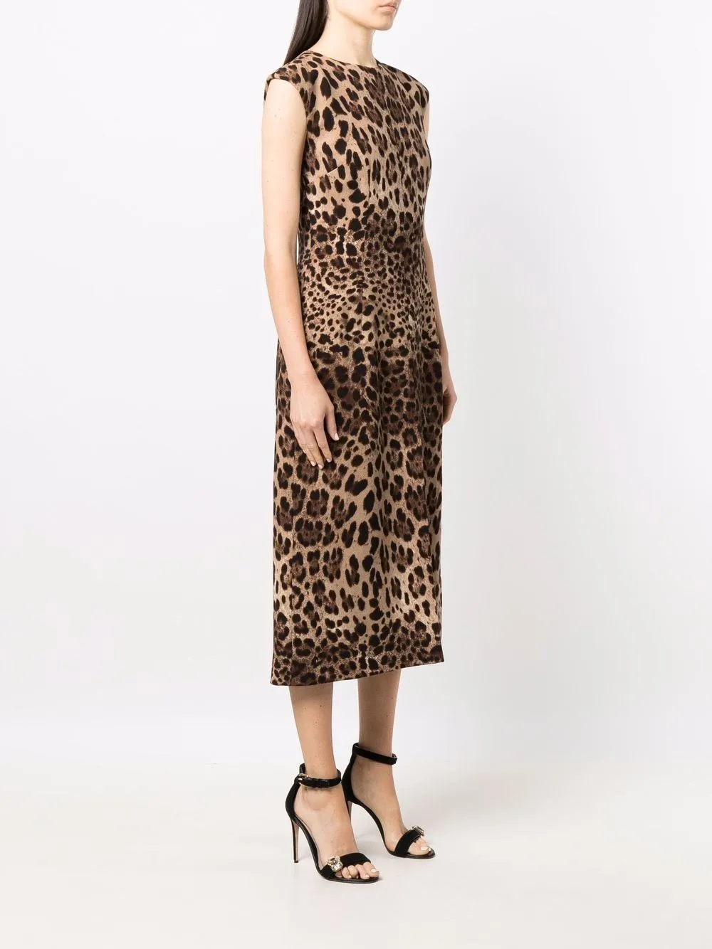 Dolce&Gabbana-abito midi con stampa leopardata