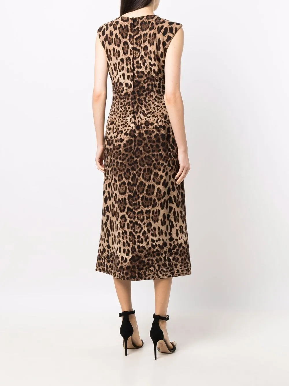 Dolce&Gabbana-abito midi con stampa leopardata