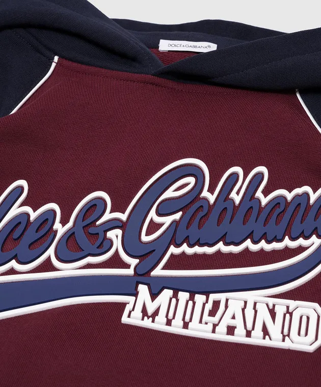 Dolce&Gabbana Felpa da bambino bordeaux con cappuccio con logo L4JWJWG7NMZ46