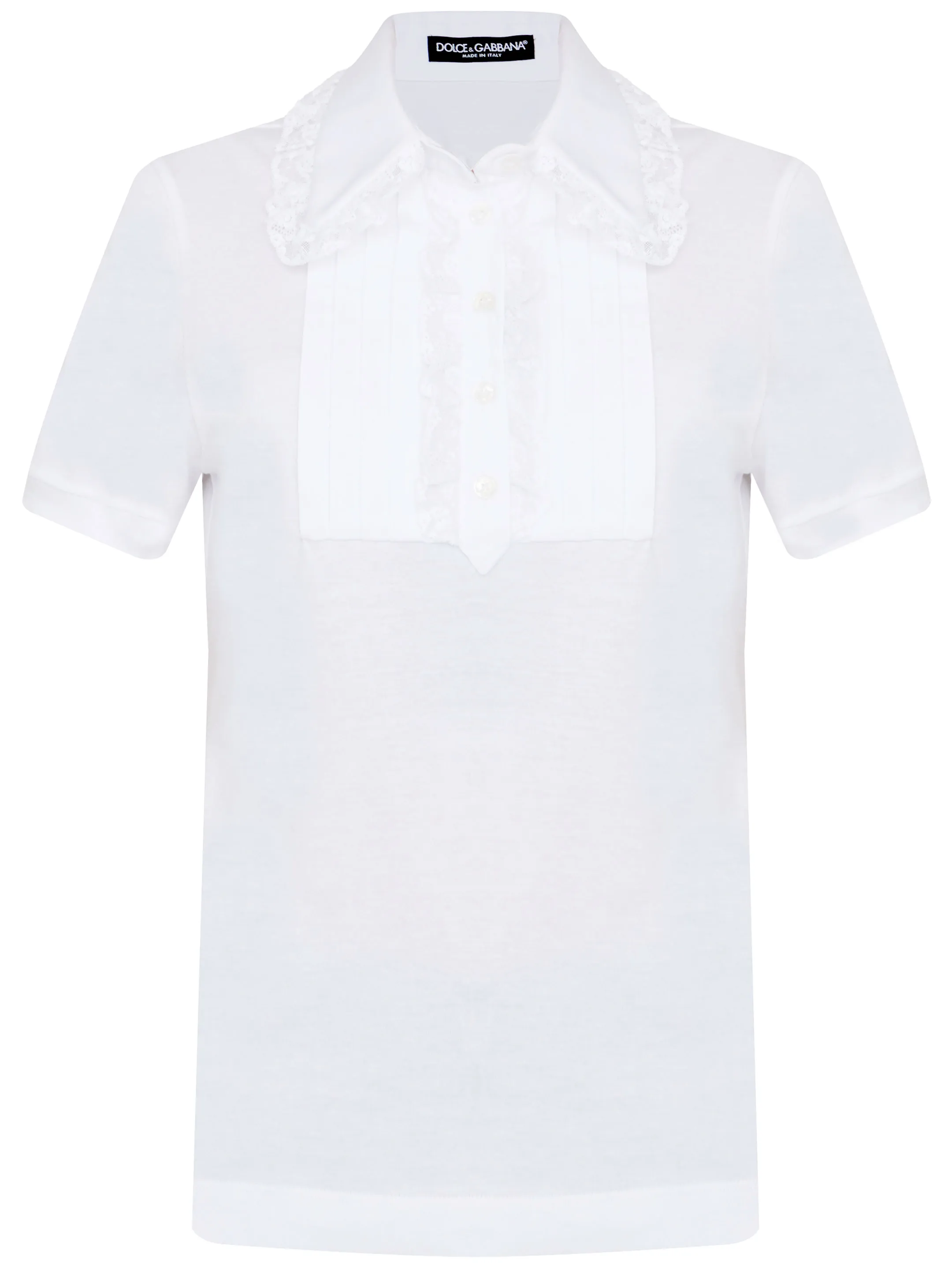 DOLCE&GABBANA    T-shirt in cotone con pizzo