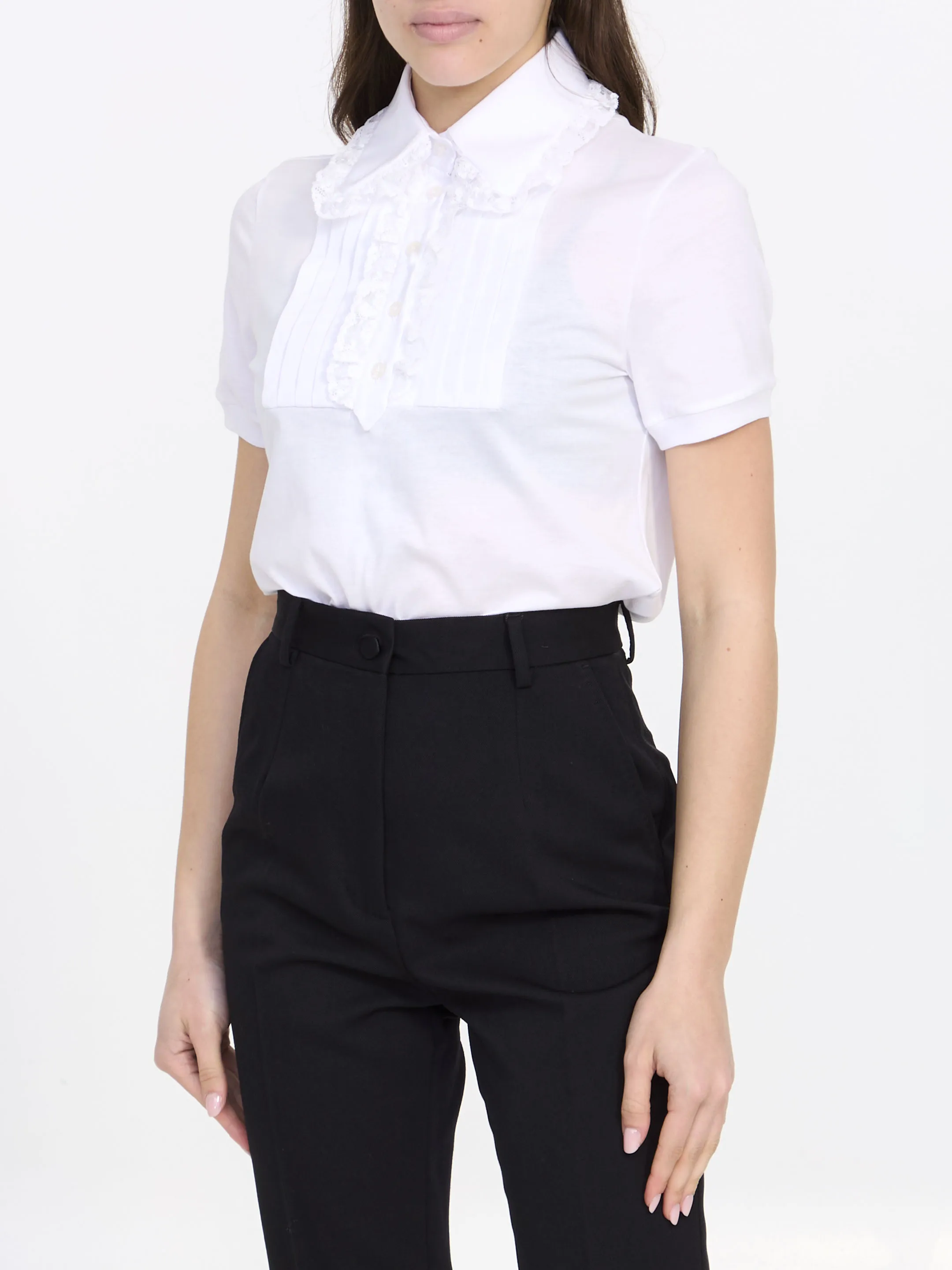 DOLCE&GABBANA    T-shirt in cotone con pizzo