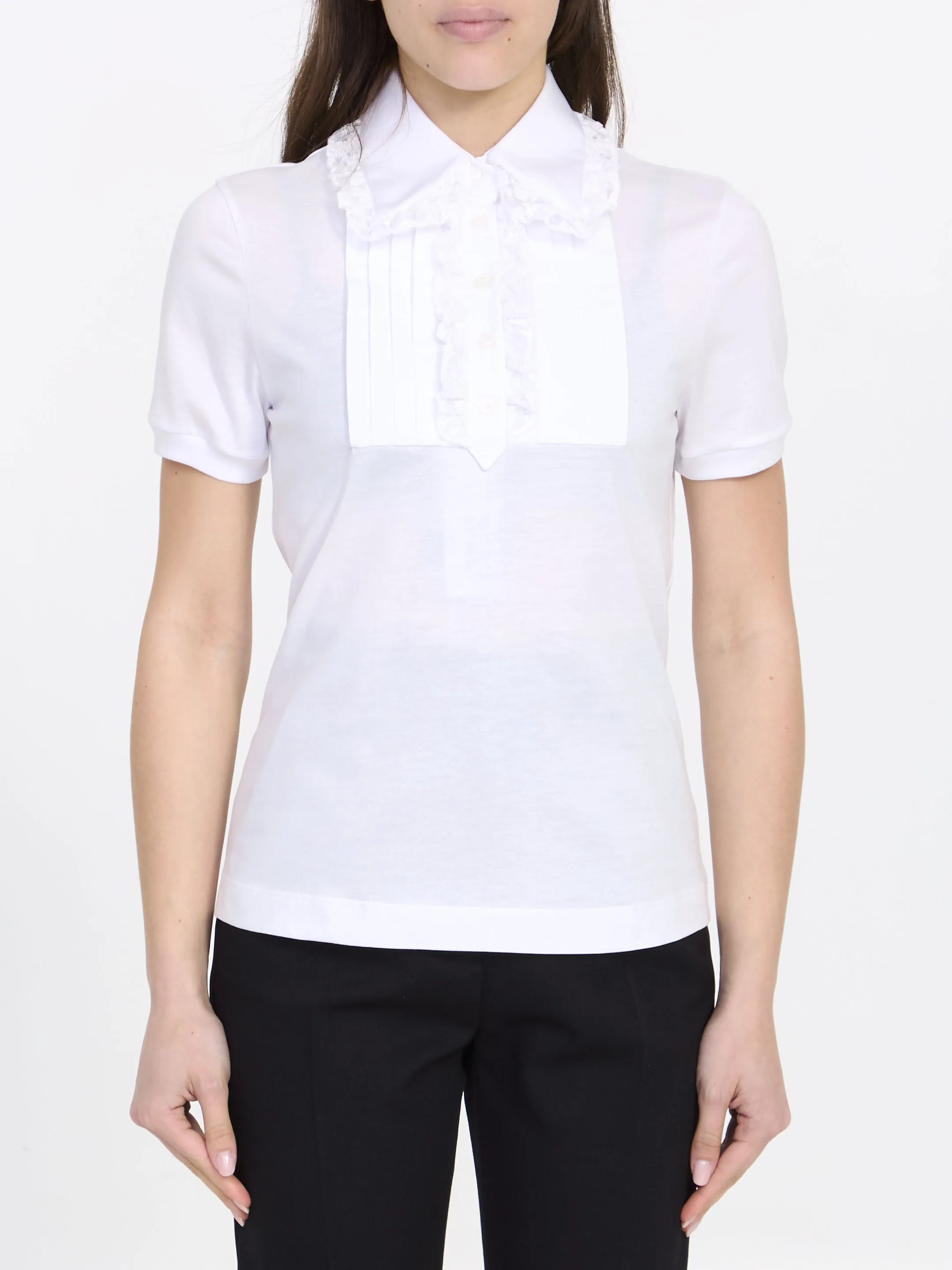 DOLCE&GABBANA    T-shirt in cotone con pizzo