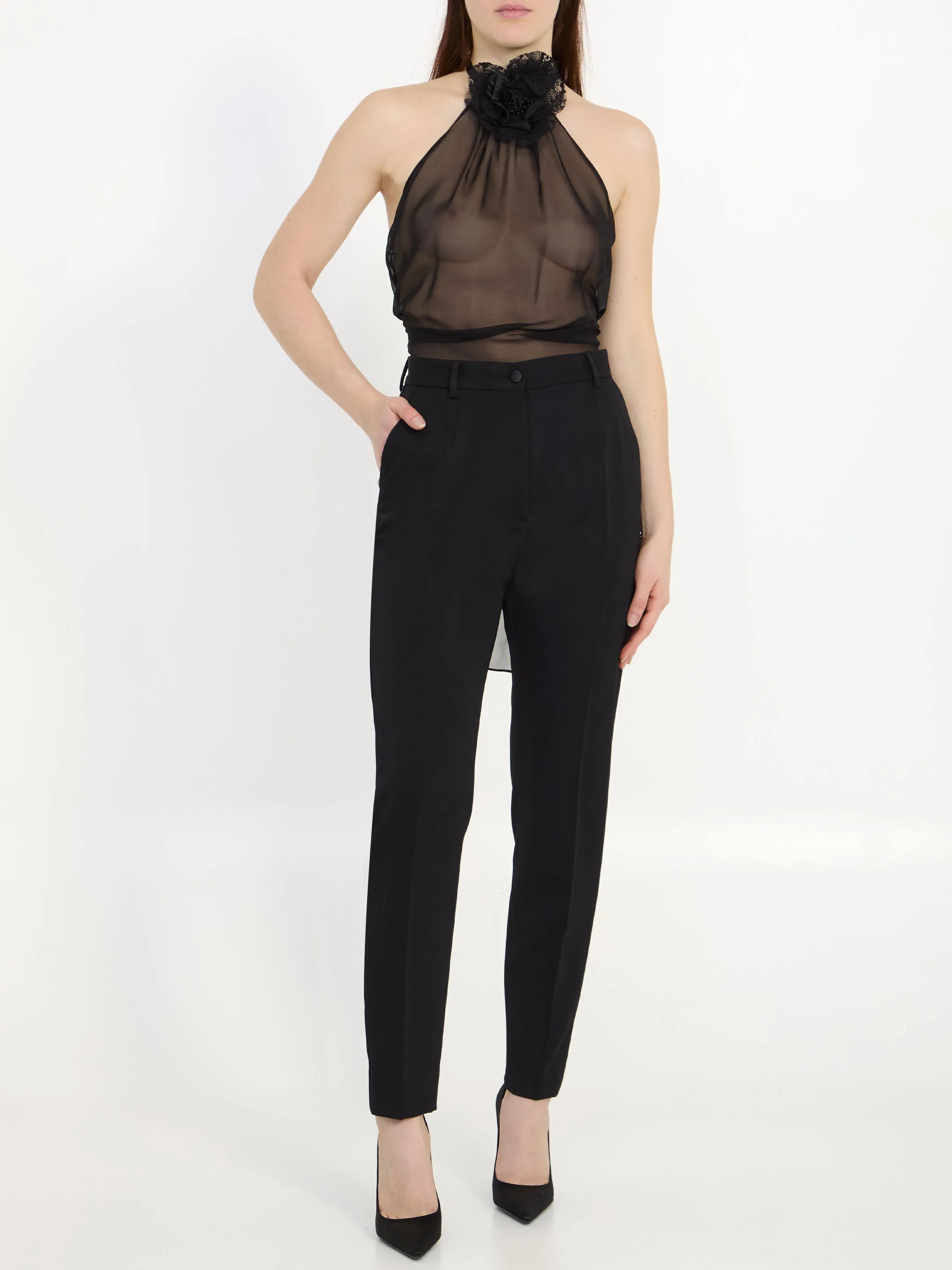 DOLCE&GABBANA    Top in chiffon con fiore