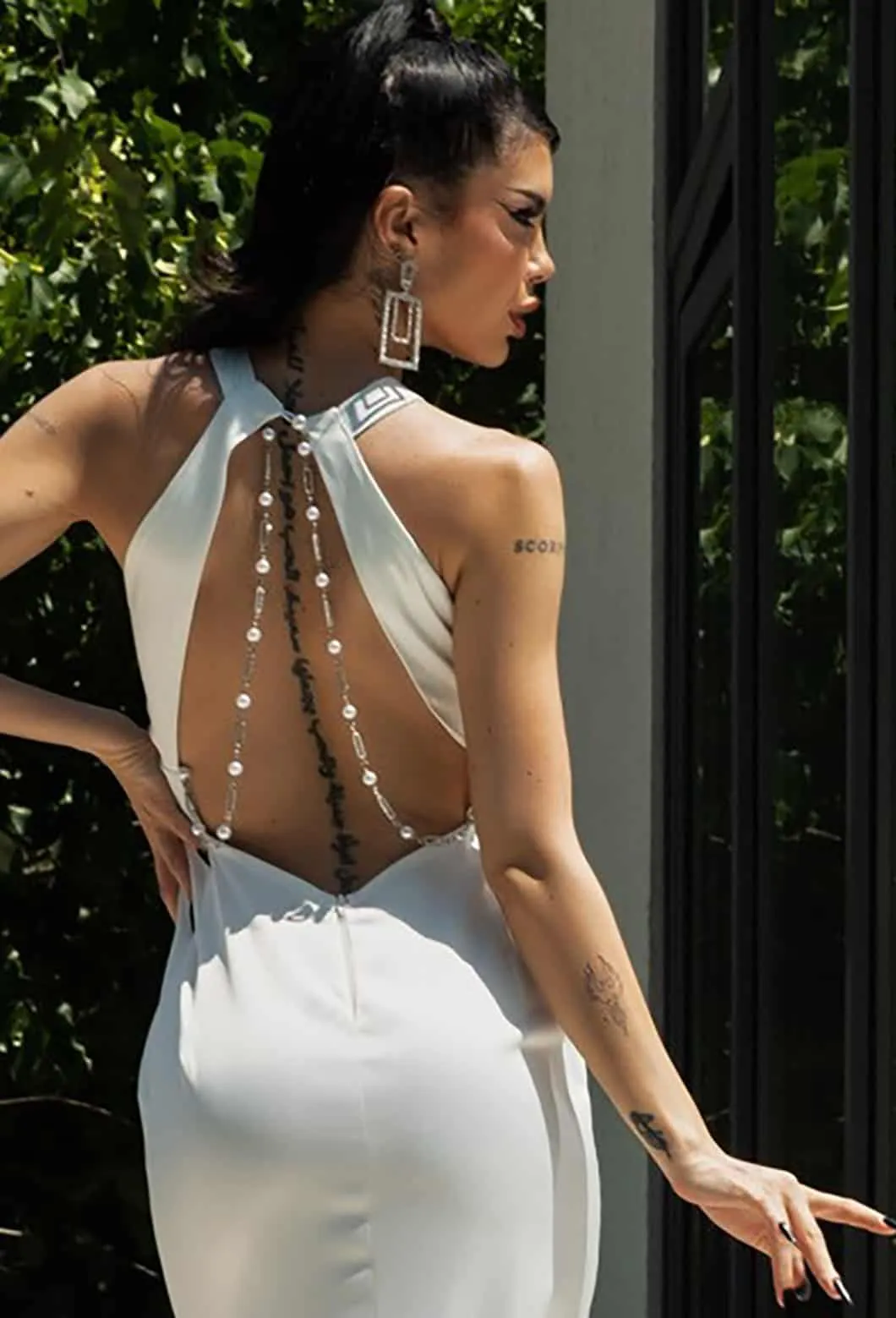 Elegante abito bianco in rasone