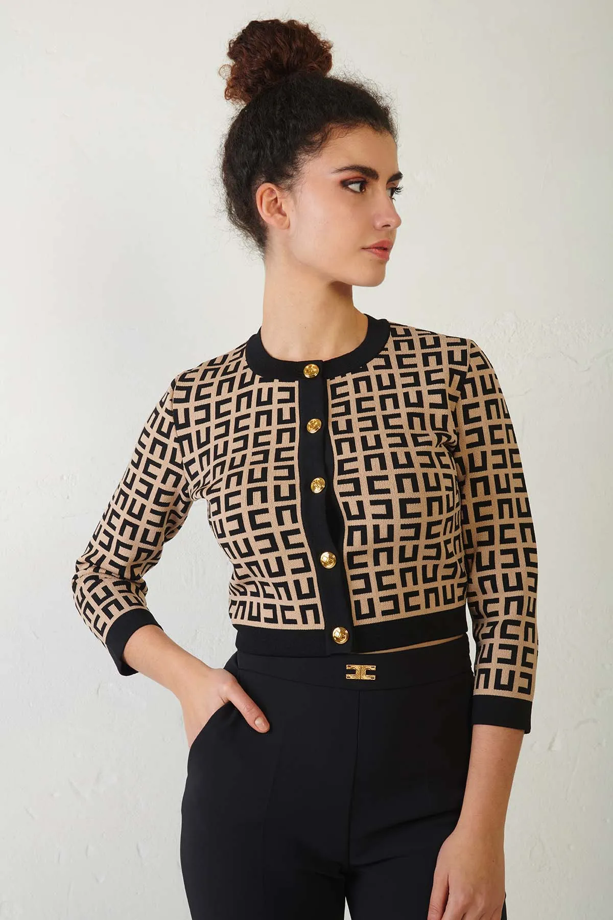 ELISABETTA FRANCHI Cardigan girocollo cropped