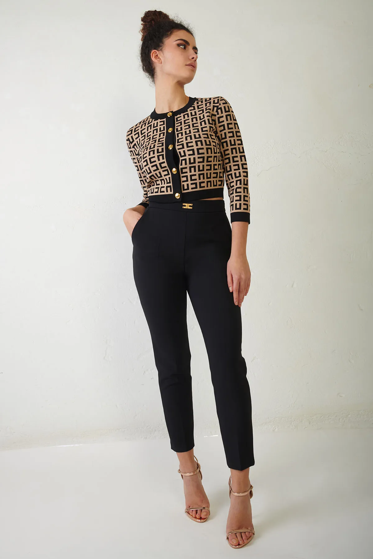 ELISABETTA FRANCHI Cardigan girocollo cropped