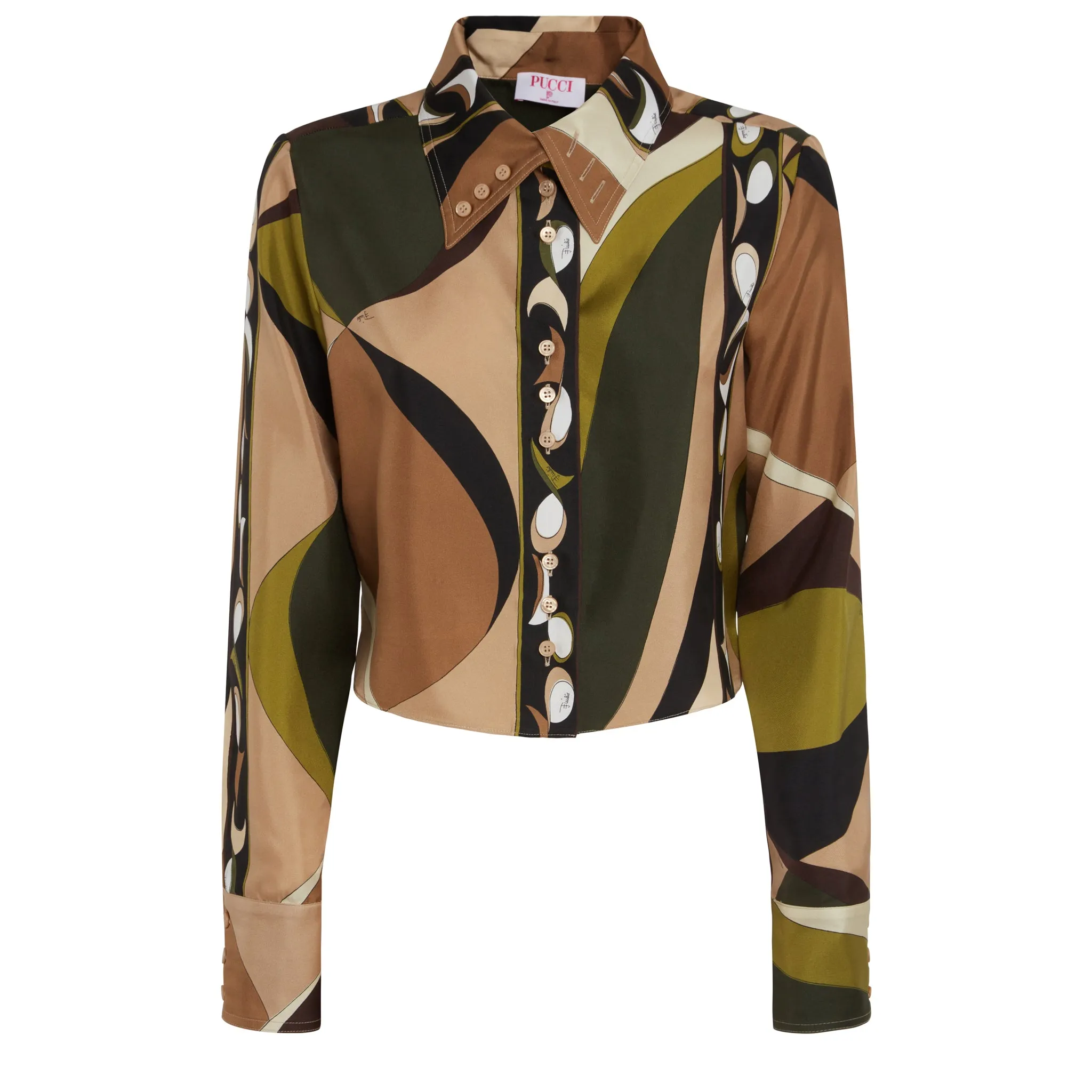 EMILIO PUCCI  Camicia crop in seta multicolor