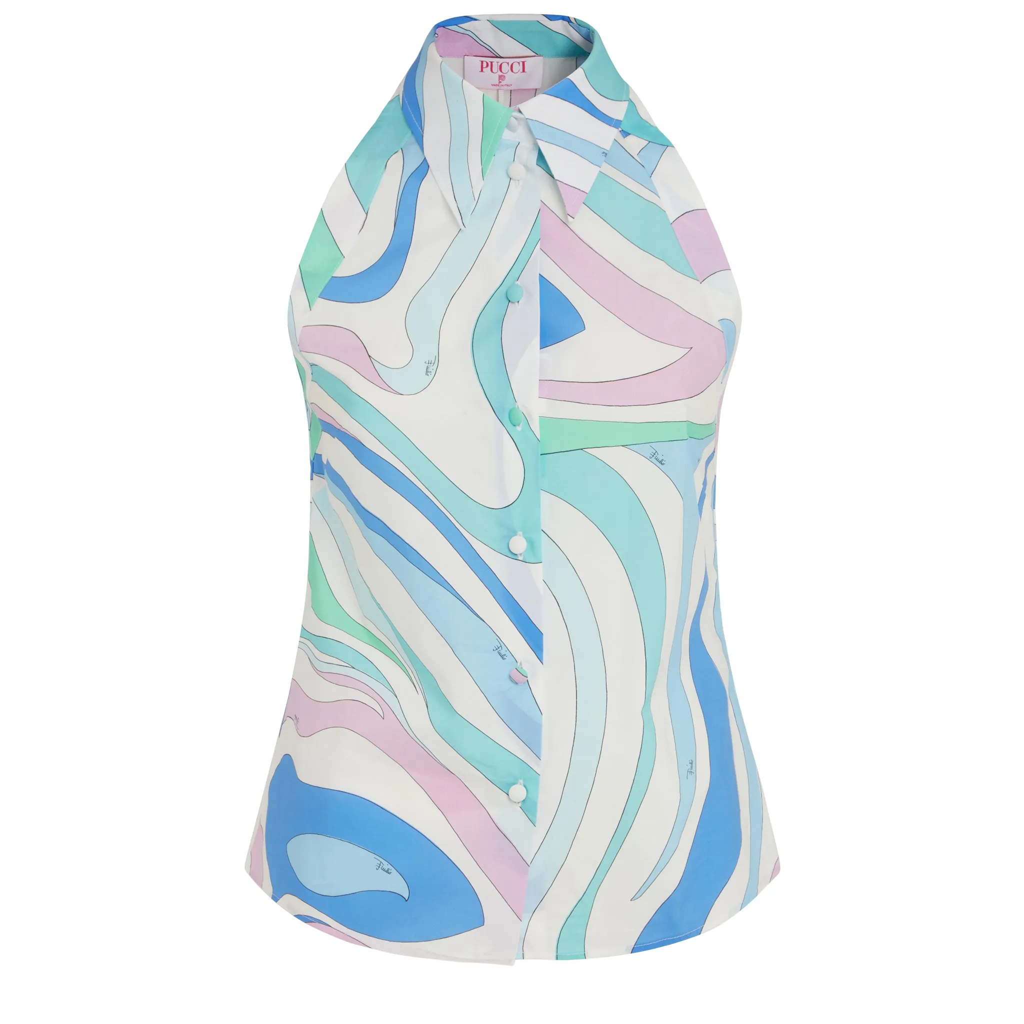 EMILIO PUCCI  Camicia smanicata in tessuto multicolor