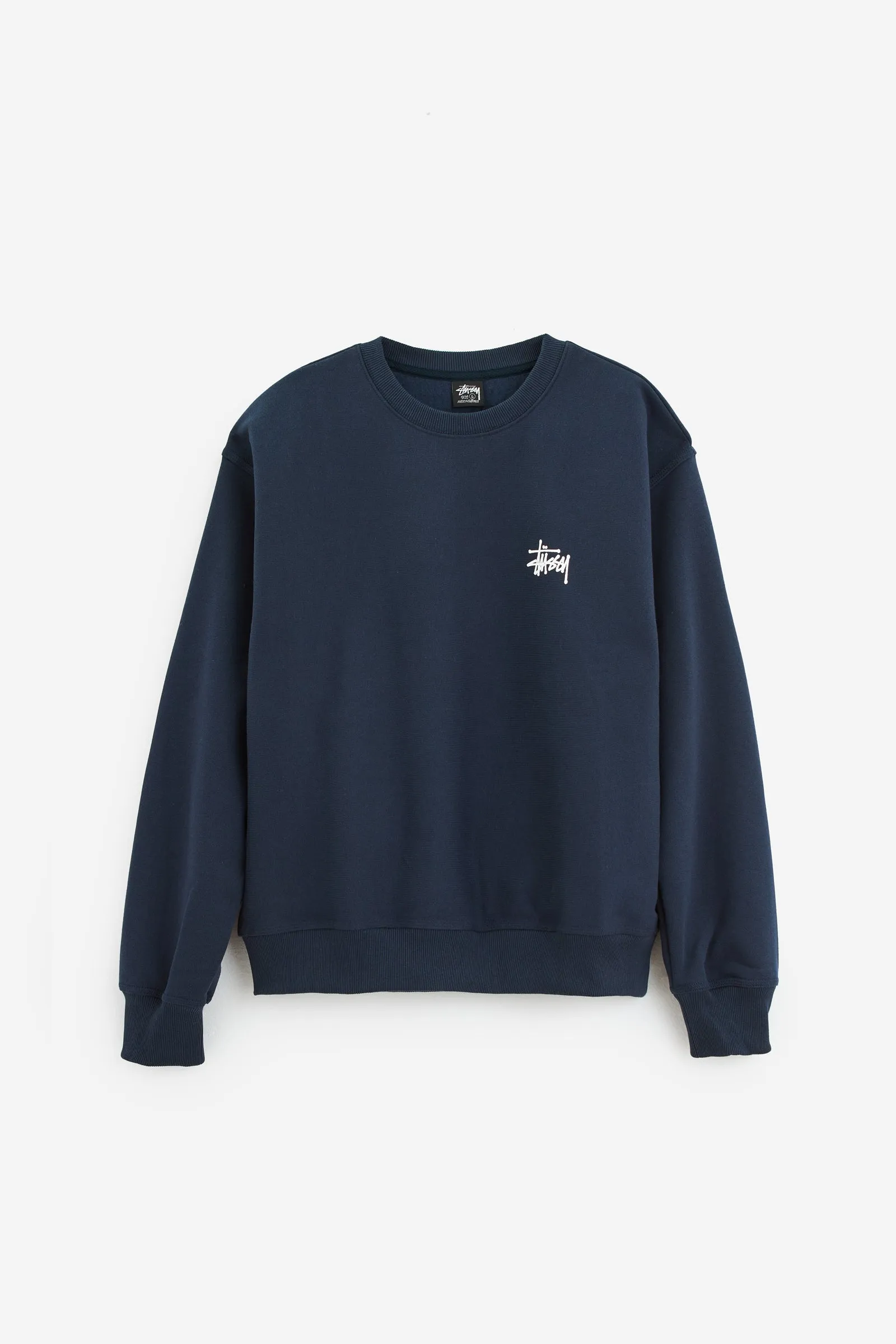 Felpa Girocollo BASIC STUSSY CREW in cotone blu