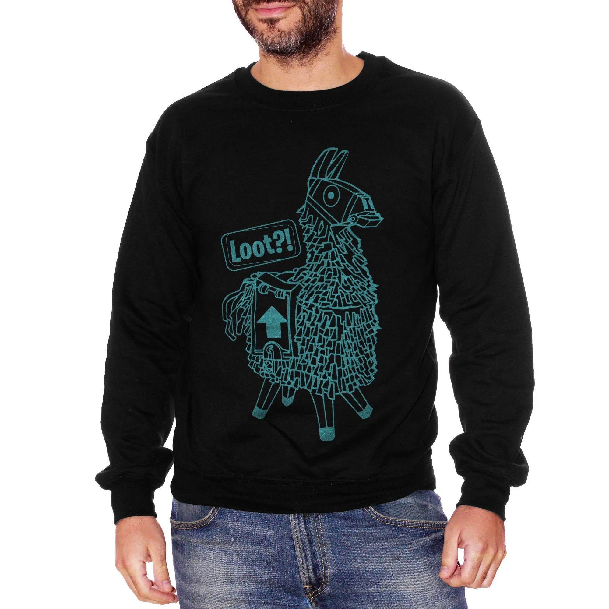Felpa Girocollo Llama Loot Play Game Videogame - GAMES