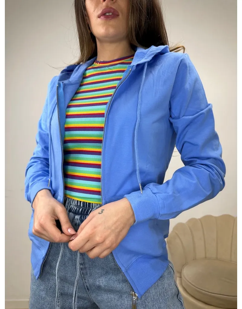 FELPA PRIMAVERILE CON ZIP AZZURRA