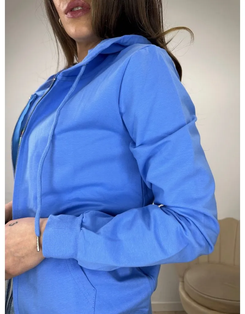 FELPA PRIMAVERILE CON ZIP AZZURRA