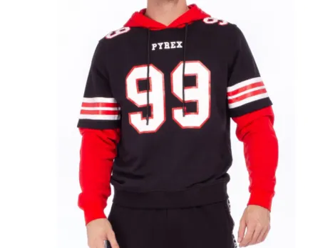 FELPA PYREX MEN 34401 NERO FOOTBALL
